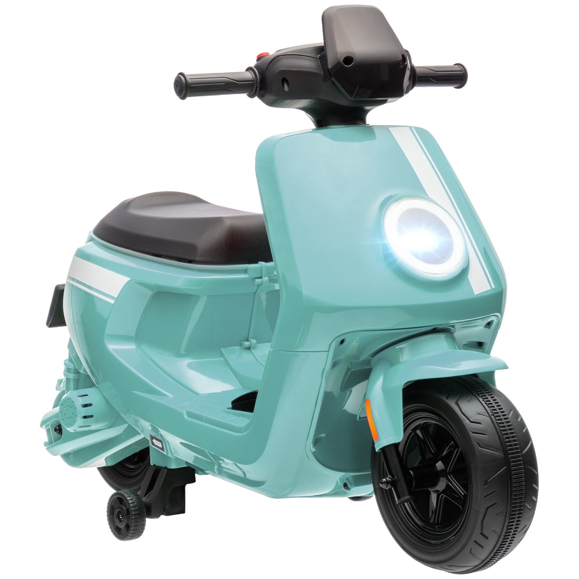AIYAPLAY 6V Ride on Motorbike Kids Electric Motorbike w/ Headlight Music, Training Wheels, for Ages 18-36 Months - Green - North Peak Garden Furniture
