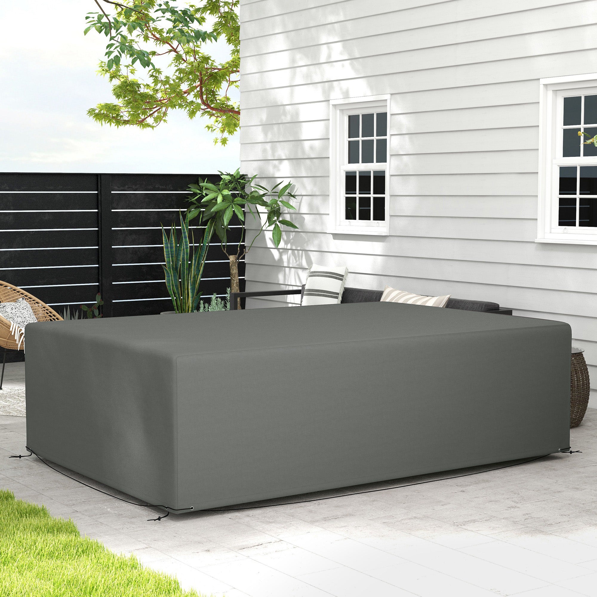 Outsunny Outdoor Garden Furniture Cover Waterproof, Anti-UV 600D Heavy Duty Oxford Fabric Patio Furniture Cover for Rectangular Sofa Table Set, Dark Grey, 245 x 165 x 66 cm - North Peak Garden Furniture