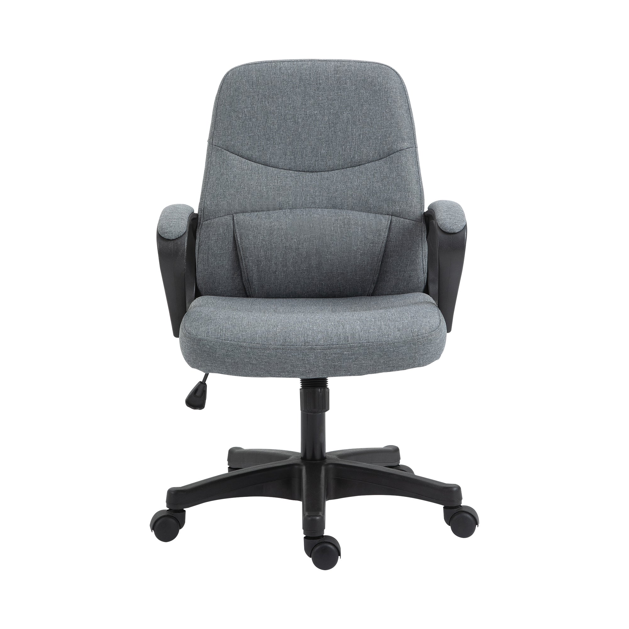 Vinsetto Office Chair, Fabric Desk Chair Mid Back Work Study Chair with Massage Lumbar Support, Adjustable Height and Swivel Wheels, Grey - North Peak Garden Furniture