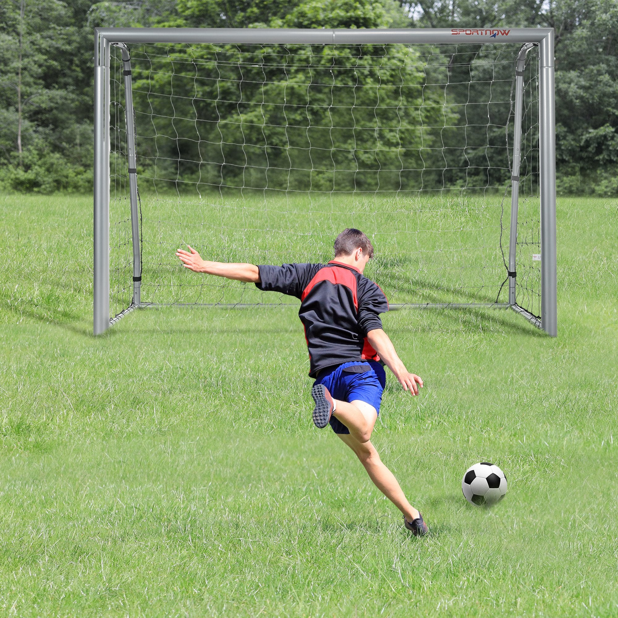 SPORTNOW 8ft x 5ft Football Goal, Football Net for Garden with Ground Stakes, Quick and Simple Set Up - North Peak Garden Furniture