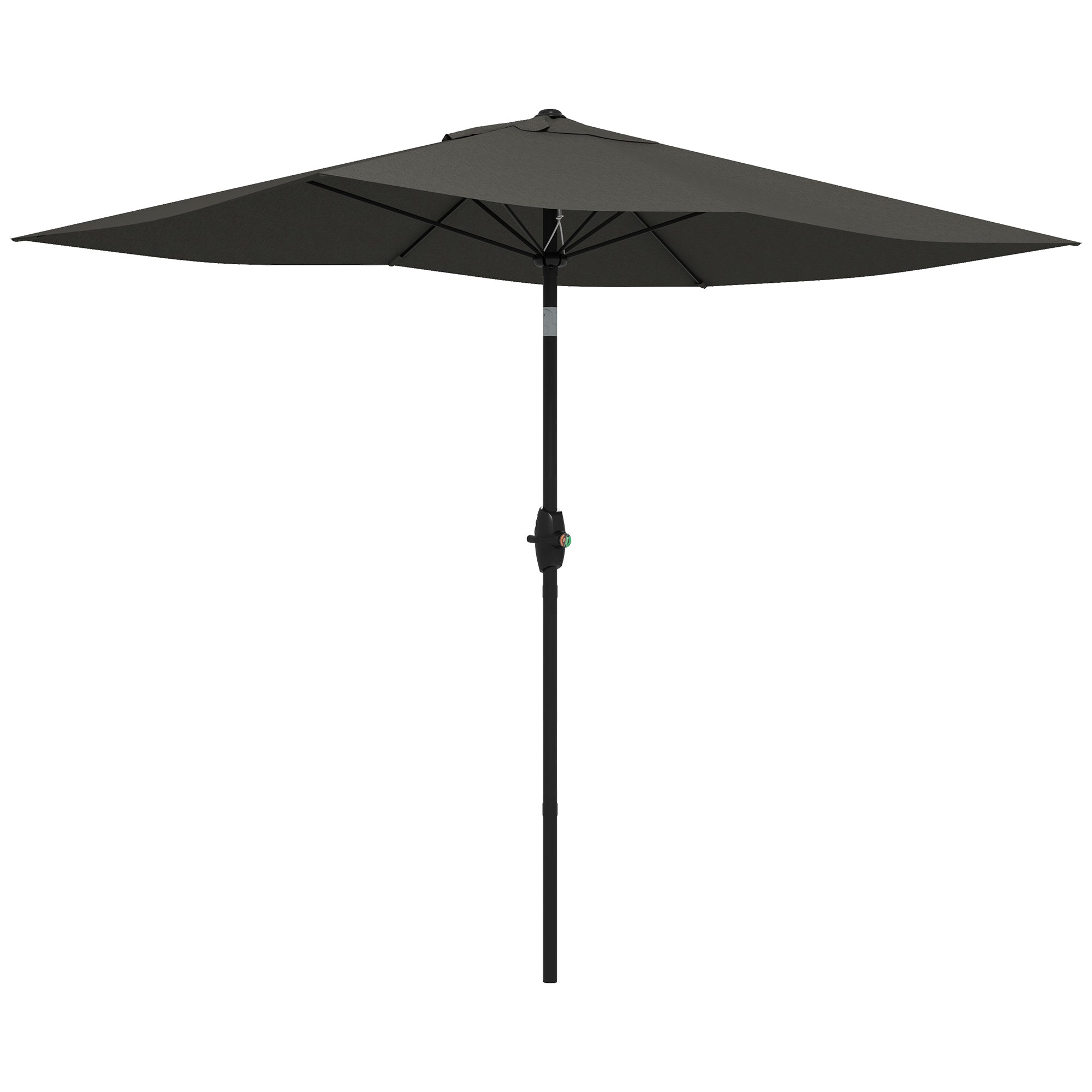 Outsunny 2 x 3(m) Garden Parasol Umbrella, Rectangular Outdoor Market Umbrella Sun Shade with Crank & Push Button Tilt, 6 Ribs, Aluminium Pole, Dark Grey - North Peak Garden Furniture