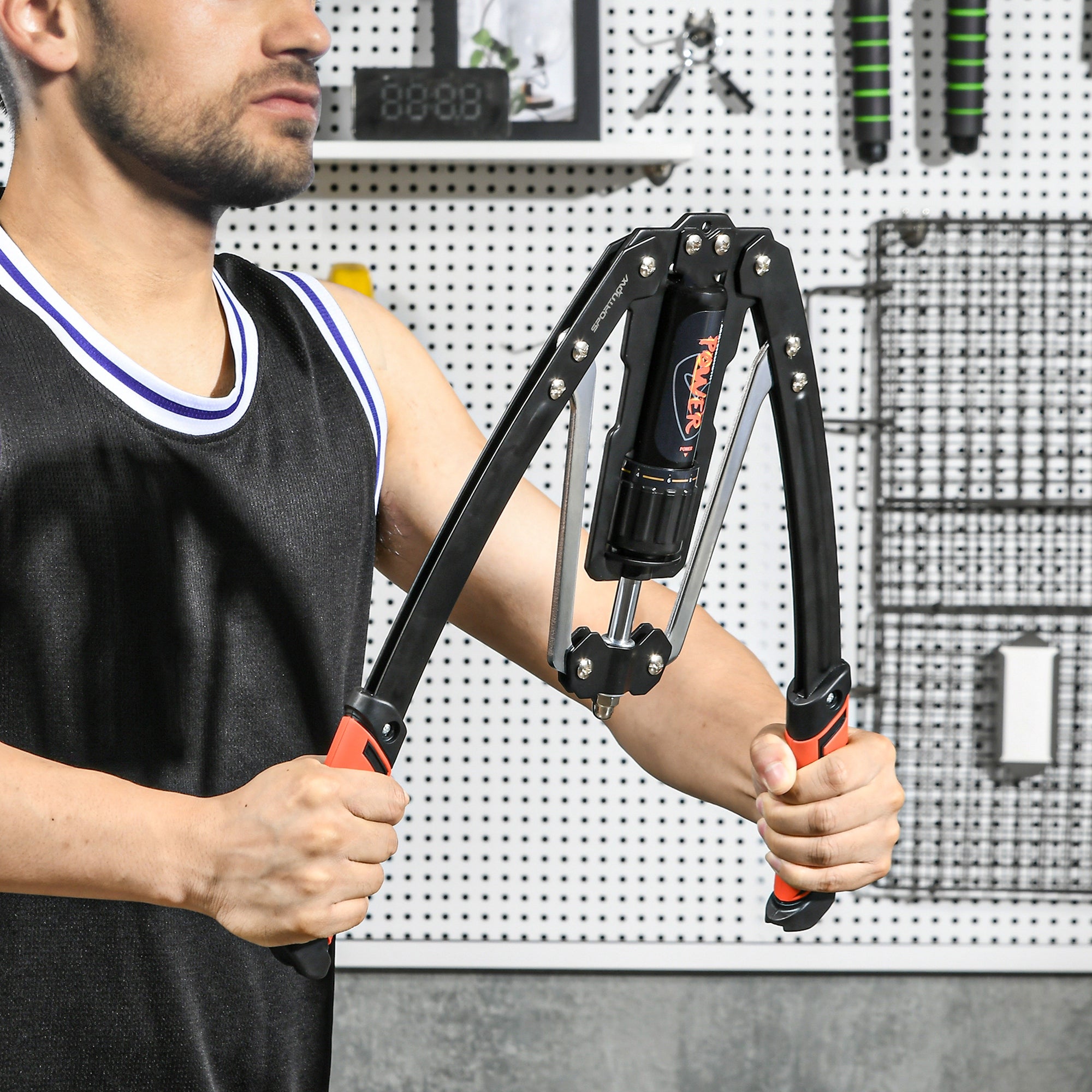 SPORTNOW Twister Arm Exerciser, Adjustable 22-440lbs Hydraulic Power Exerciser, Home Chest Expander, Strength Training Fitness Equipment for Arm, Chest, Bicep, Abdomen, Shoulder - North Peak Garden Furniture