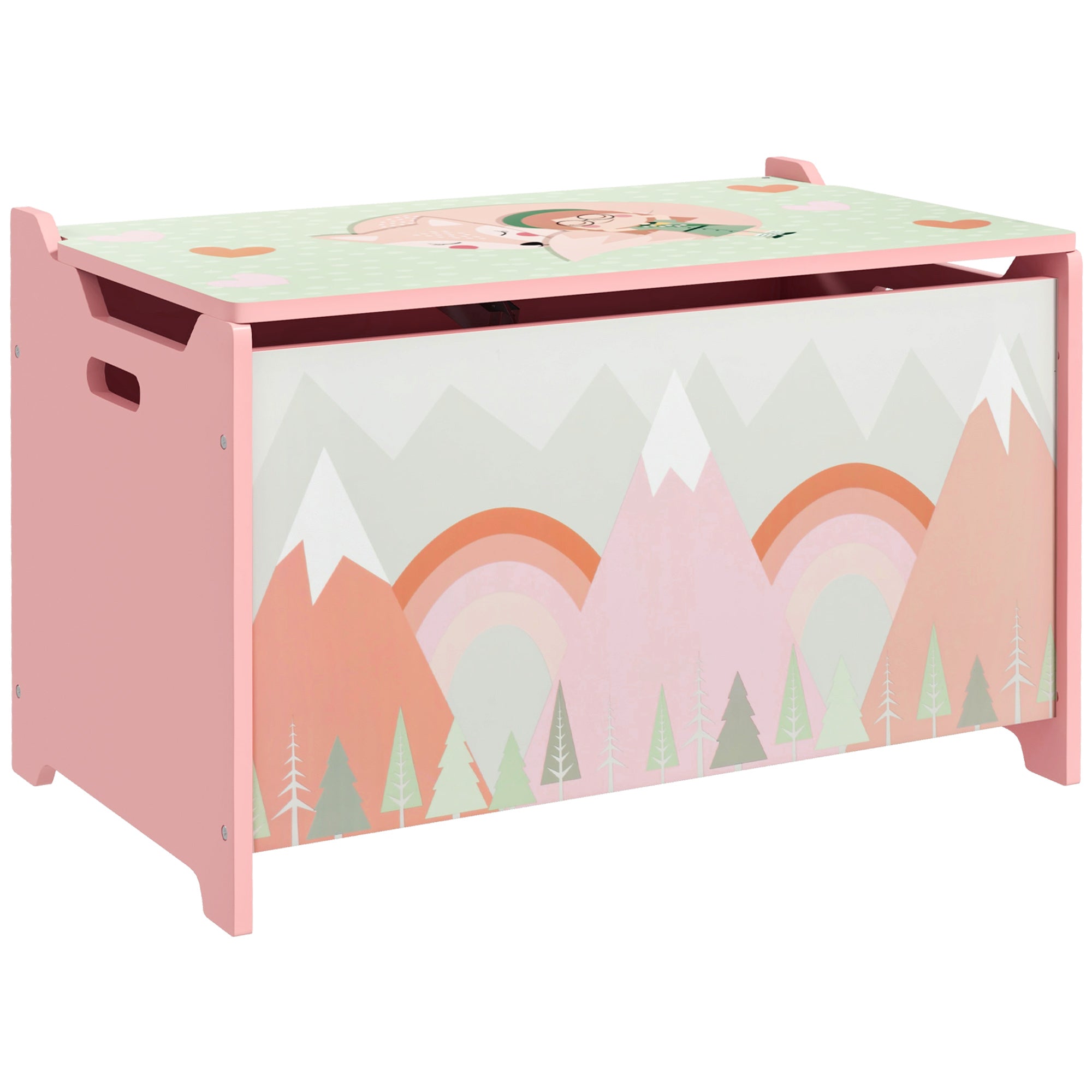ZONEKIZ Toy Box, Kids Storage Chest, with Lid, Safety Hinge - Pink - North Peak Garden Furniture