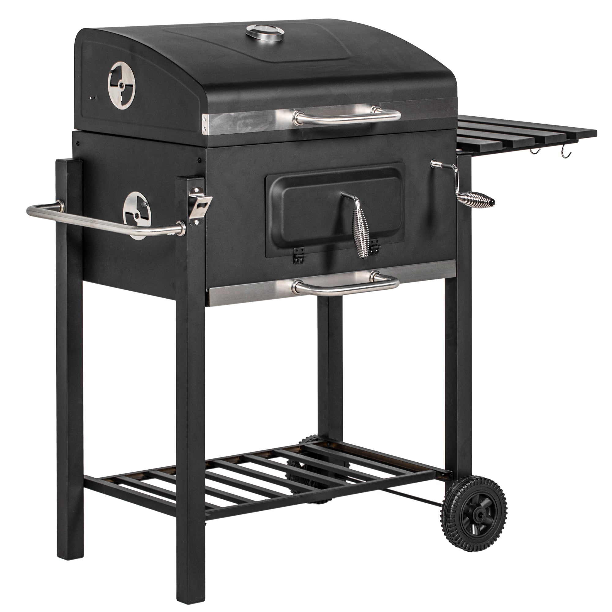 Outsunny Charcoal Grill, with Height-Adjustable Coal Pan - Black - North Peak Garden Furniture
