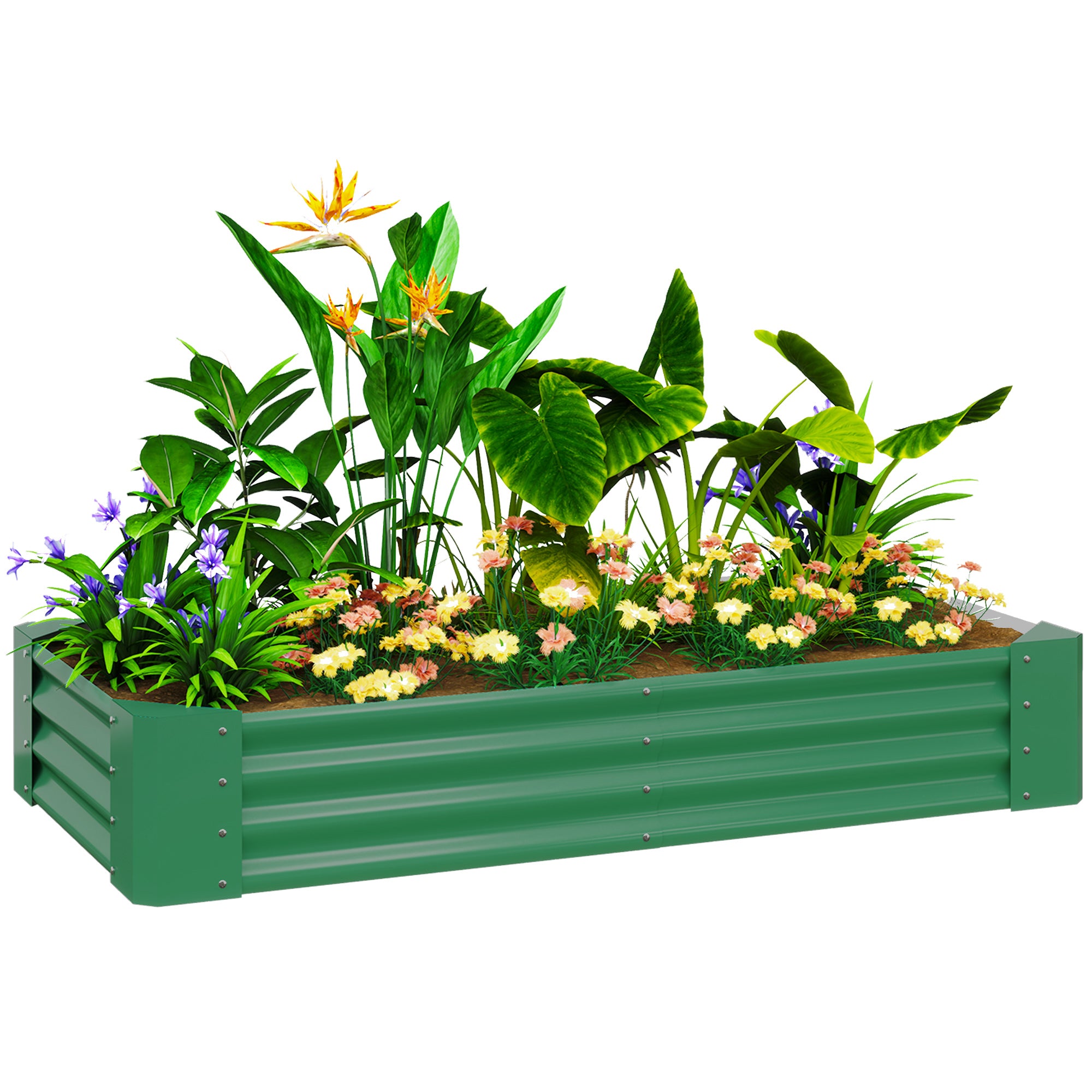 Outsunny 180 x 90cm Galvanised Steel Open Planter - Green - North Peak Garden Furniture