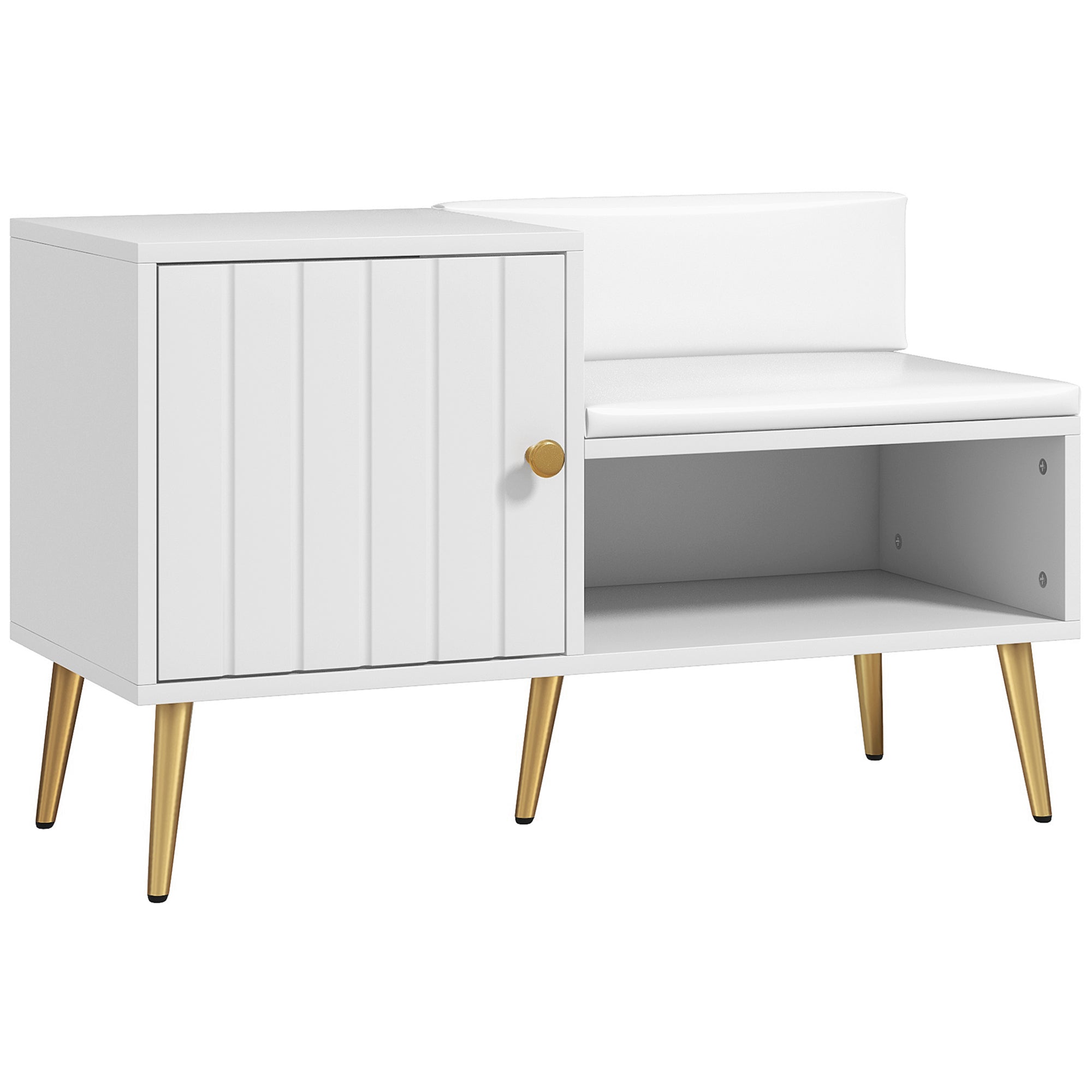HOMCOM Shoe Storage Unit, with Padded Seat - White - North Peak Garden Furniture