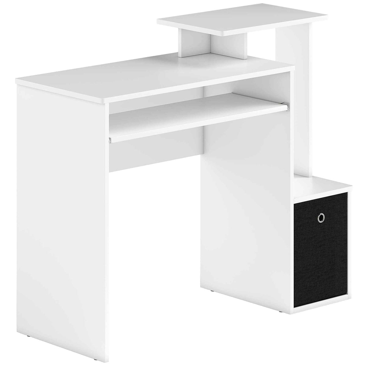 HOMCOM Computer Desk with Sliding Keyboard Tray Storage Drawer Shelf Home Office Workstation White