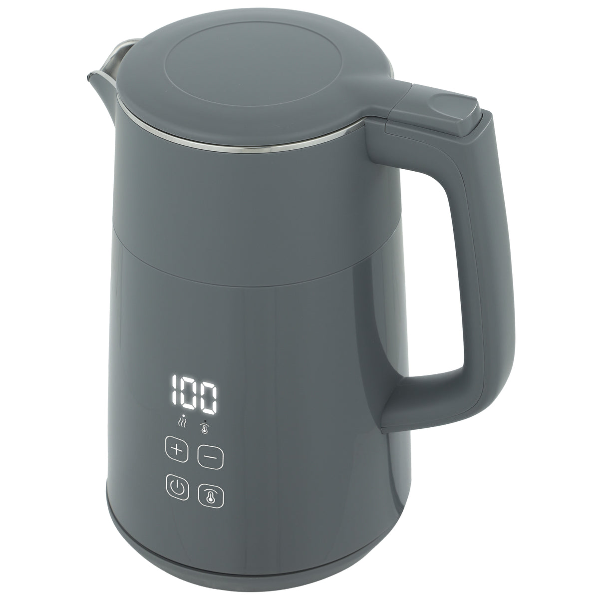 HOMCOM Electric Kettle, 1.7L Fast Boil 3kW Water Kettle with UK Strix Thermostat, LED Display, Keep Warm Function, Grey