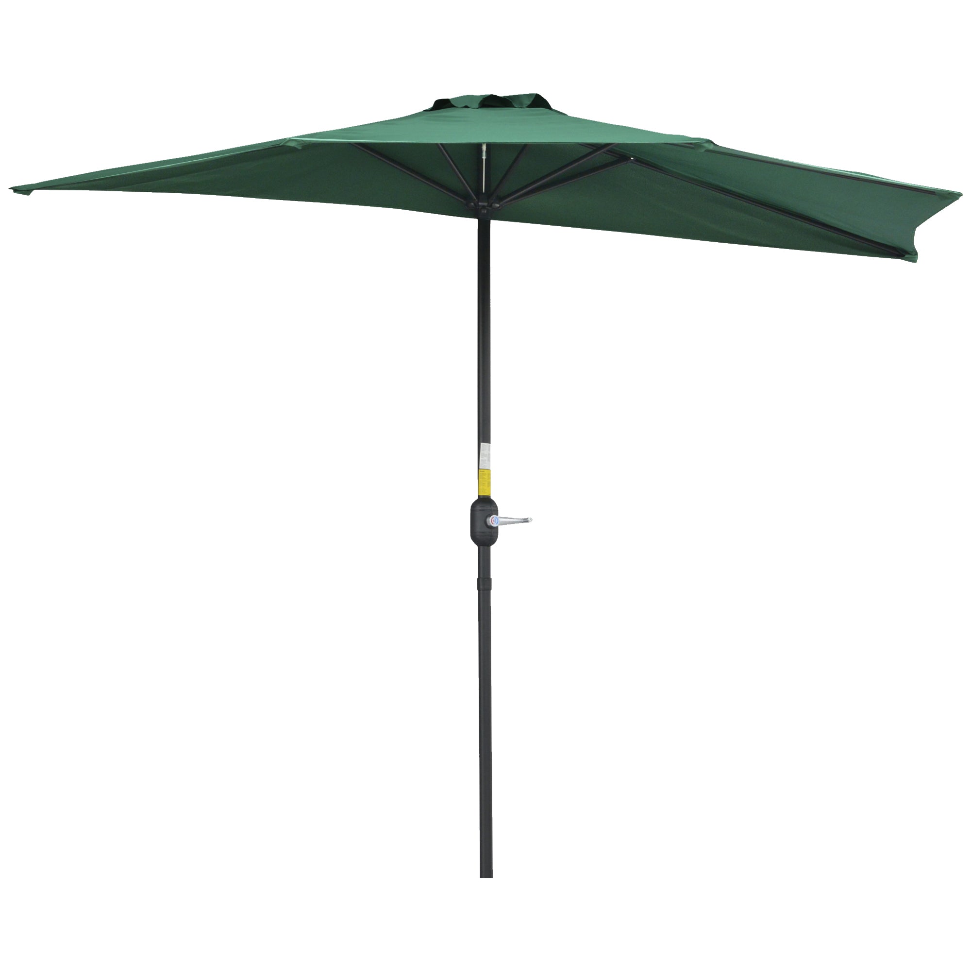 Outsunny 2.7m Garden Half Parasol, Outdoor Balcony Umbrella with 5 Steel Ribs, Patio Sun Shade, Green - North Peak Garden Furniture