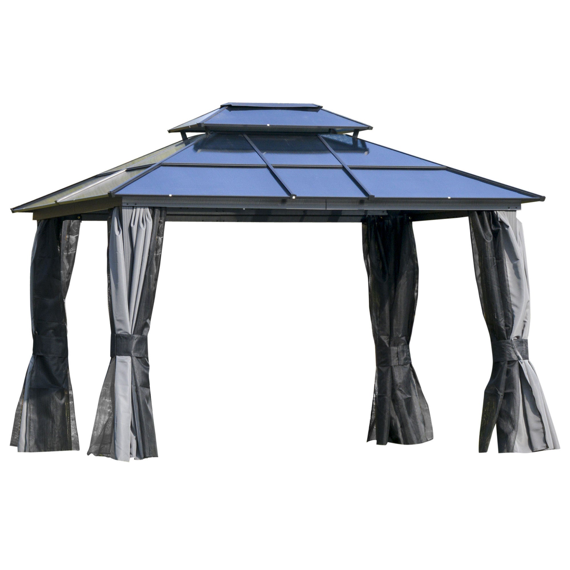 Outsunny Outdoor 3.6 x 3(m) Gazebo Cabana w/ Steel Frame & Net Sidewalls for Privacy - North Peak Garden Furniture
