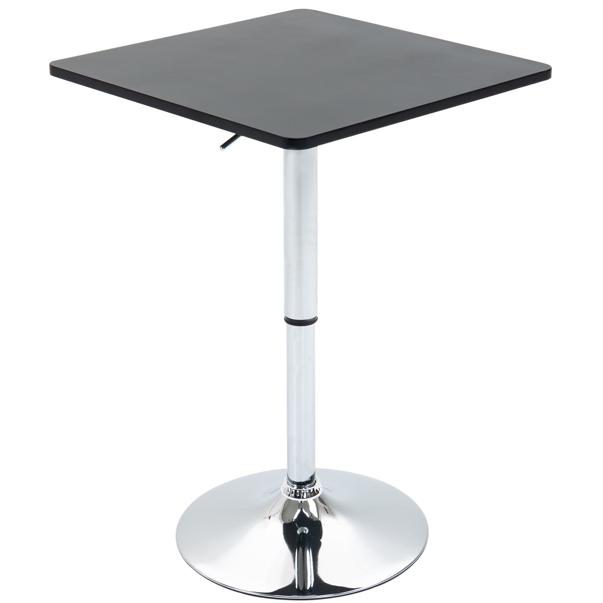 HOMCOM Modern Height Adjustable Counter Bar Table with 360° Swivel Tabletop and Electroplating Metal Base, Pub Desk for Living Room, Kitchen, Restaurant, Pub, Black and Silver - North Peak Garden Furniture