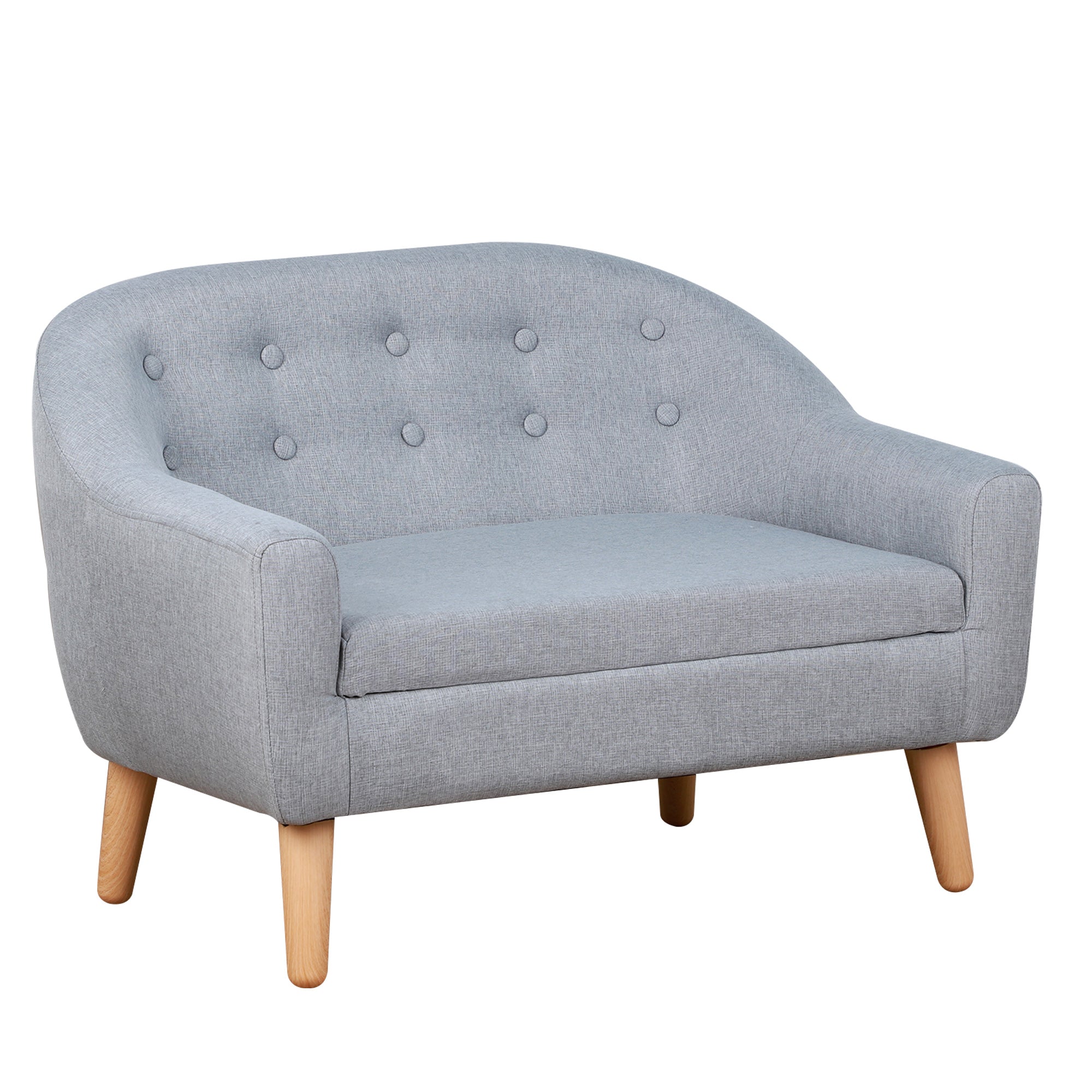 HOMCOM Children's Armchairs Kids Armchair Toddler Chair 2 Seater Wood Frame Mini Sofa for Bedroom Playroom Grey - North Peak Garden Furniture
