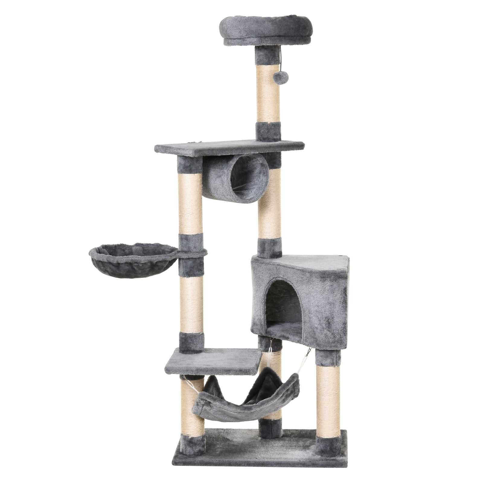 PawHut Cat Tree for Indoor Cats Condo Tower Multi-level Height 150CM Kittens Activity Stand House with Toys & Various Scratching Posts - North Peak Garden Furniture
