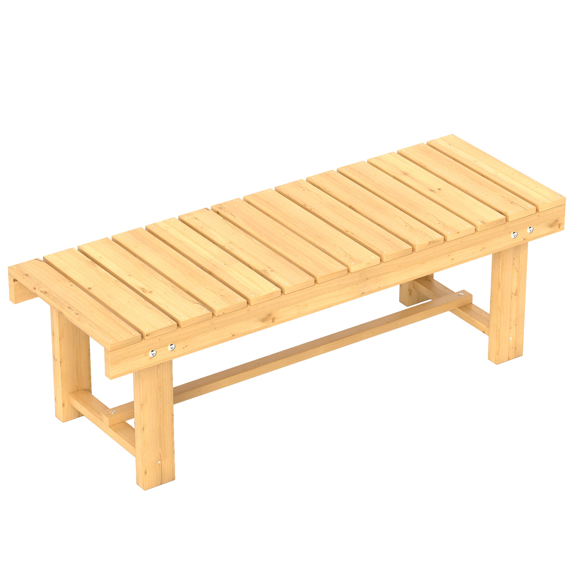 Outsunny 1 Piece 2-seater Outdoor Indoor Garden Wooden Bench Fir Patio Loveseat, 110L x 38W x 35Hcm, Natural - North Peak Garden Furniture