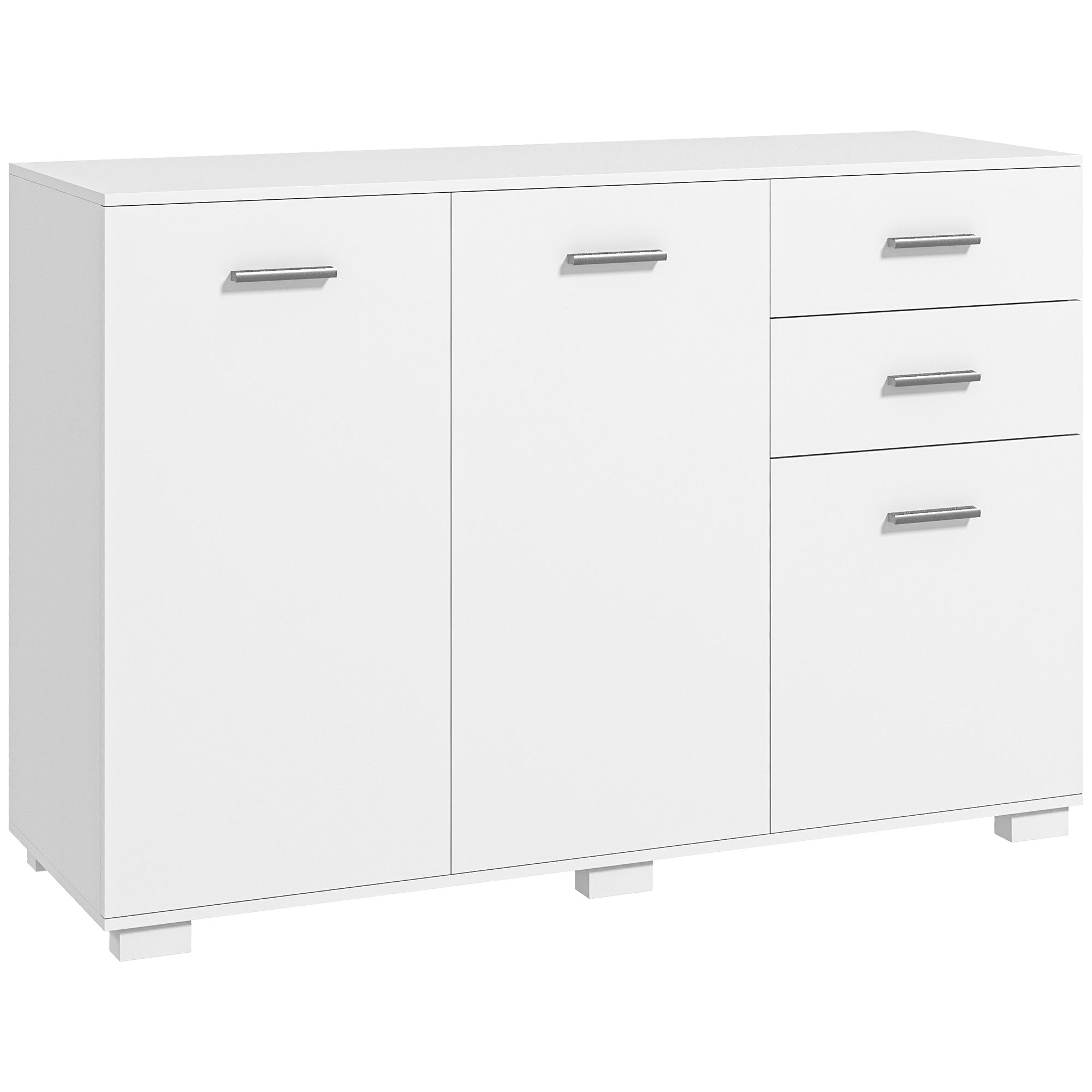 HOMCOM Sideboard, Modern Storage Cabinet with 2 Drawers, 3 Doors and Adjustable Shelves, Kitchen Cabinet for Living Room, Dining Room, White - North Peak Garden Furniture