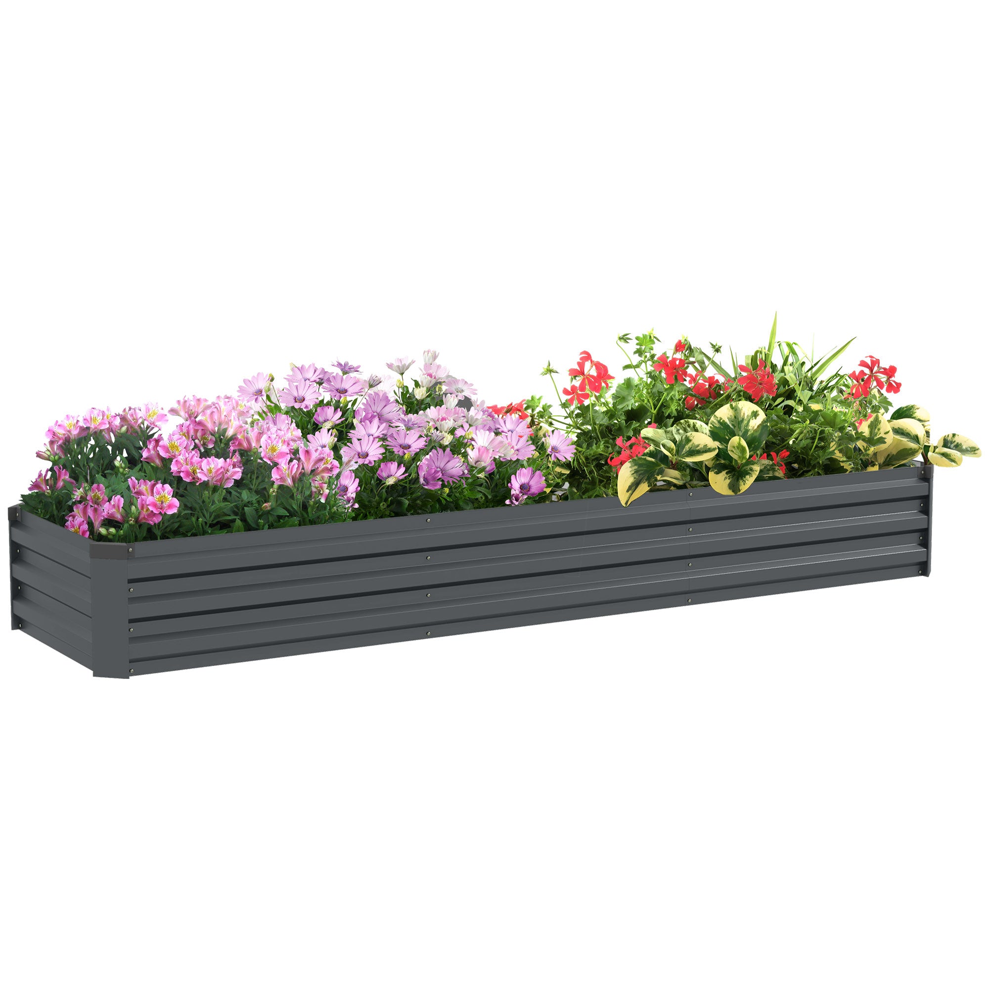 Outsunny 60 x 240cm Galvanised Steel Planter, with Open Bottom - North Peak Garden Furniture