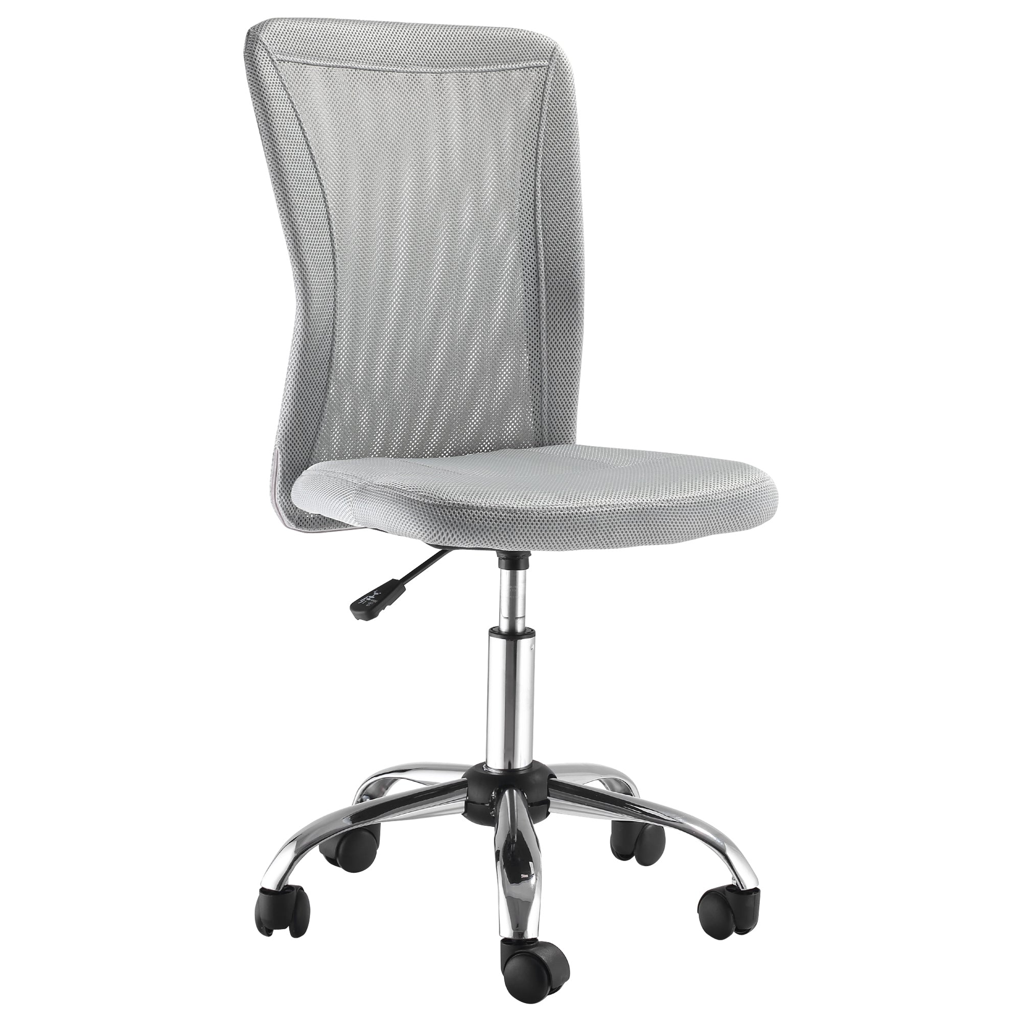 Vinsetto Office Chair, Armless Desk Chair, Adjustable Computer Swivel Chair with Rolling Wheels and Mesh Back for Home Work Study, Grey - North Peak Garden Furniture