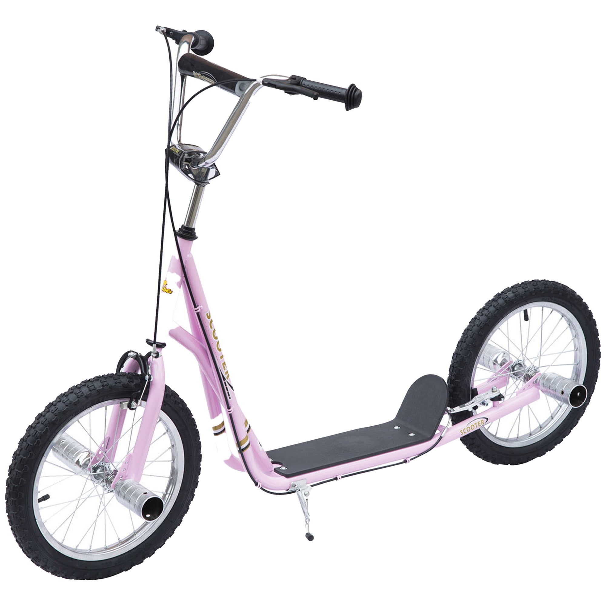 HOMCOM Kids Scooter Children Stunt Scooter for 5+ Years, Big Wheels Scooter with Adjustable Height Handlebar, Front Rear Dual Brakes, Pink
