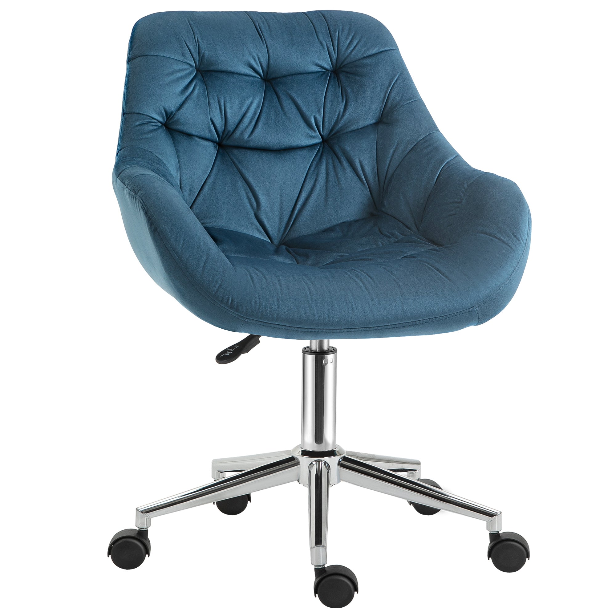 Vinsetto Home Office Chair Velvet Ergonomic Computer Chair Comfy Desk Chair with Adjustable Height, Arm and Back Support, Blue - North Peak Garden Furniture