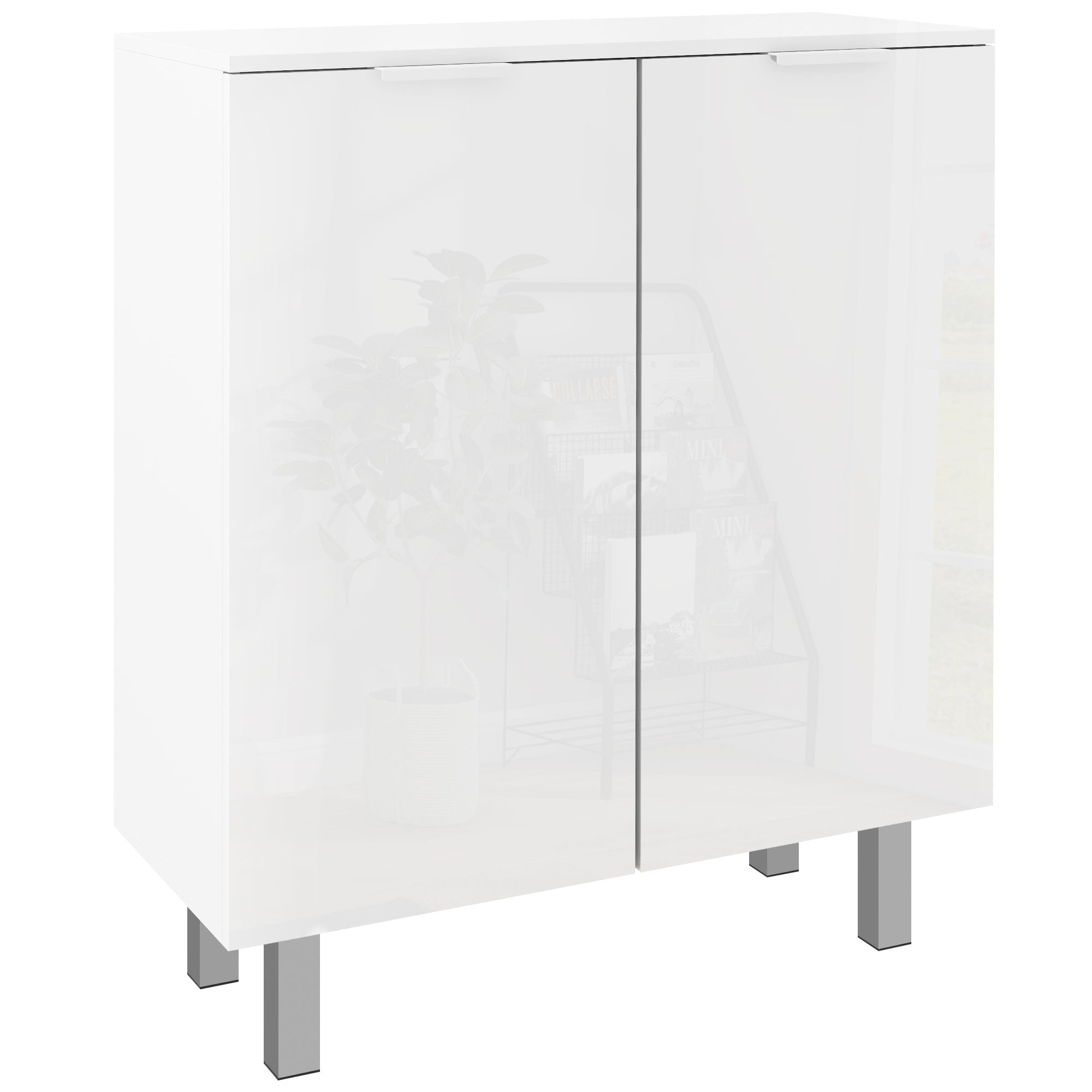 HOMCOM Five-Shelf Shoe Storage Cupboard - White - North Peak Garden Furniture
