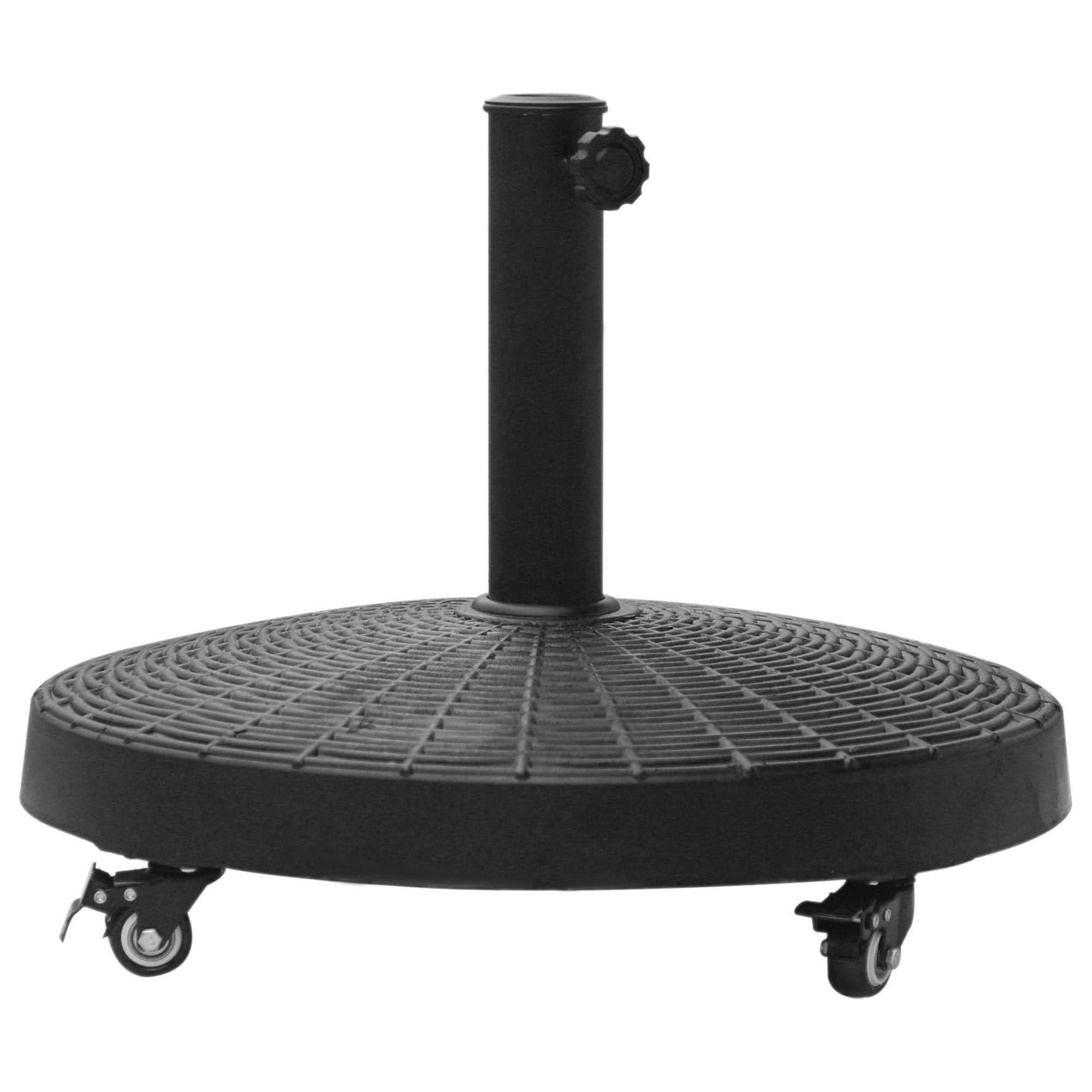Outsunny 22.7kg Resin Patio Parasol Base Umbrella Stand Weight Deck Garden Sunshade Holder Round w/ Wheels Brakes Outdoor - North Peak Garden Furniture