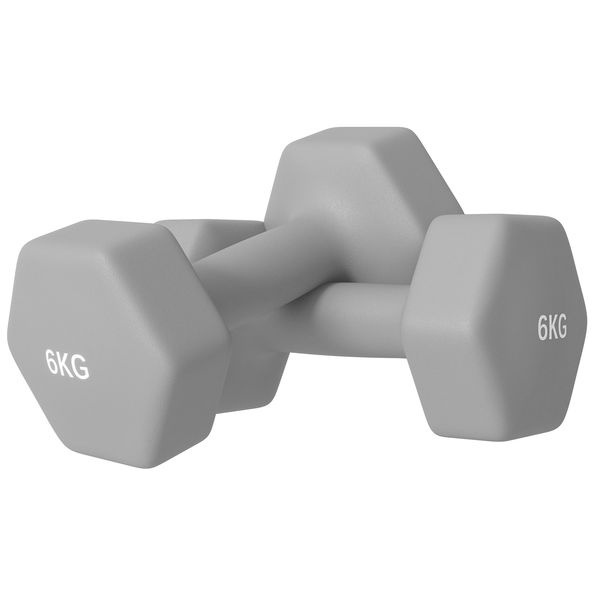 SPORTNOW 2 x 6kg Hexagonal Dumbbells Weights Set with Non-Slip Grip for Home Gym Workout, Grey - North Peak Garden Furniture
