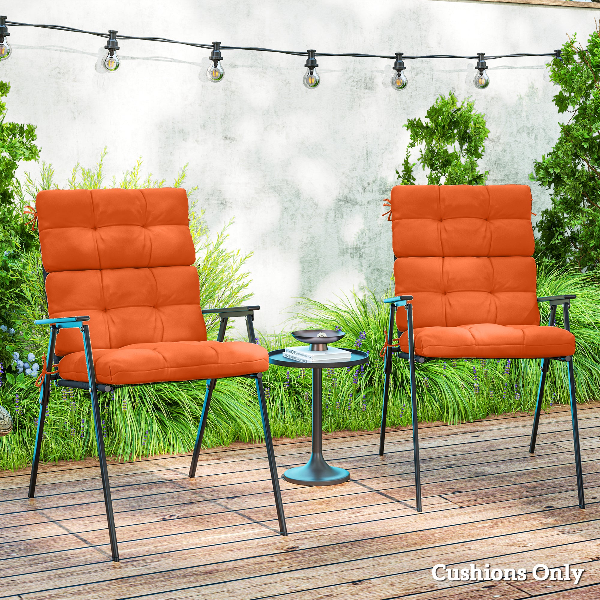 Outsunny Set of Two Padded Outdoor Seat Cushions - Orange - North Peak Garden Furniture