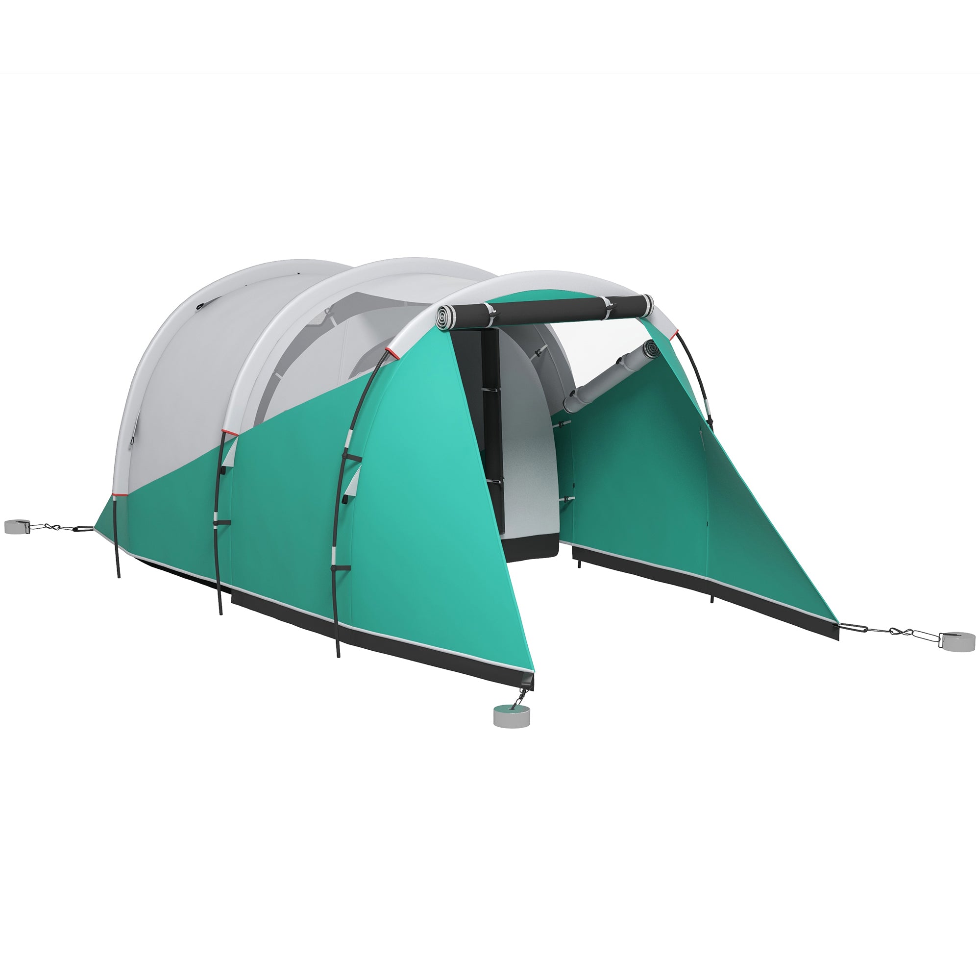 Outsunny Three-Man, 3000mm Water-Resistant Two-Room Tunnel Tent - Green - North Peak Garden Furniture