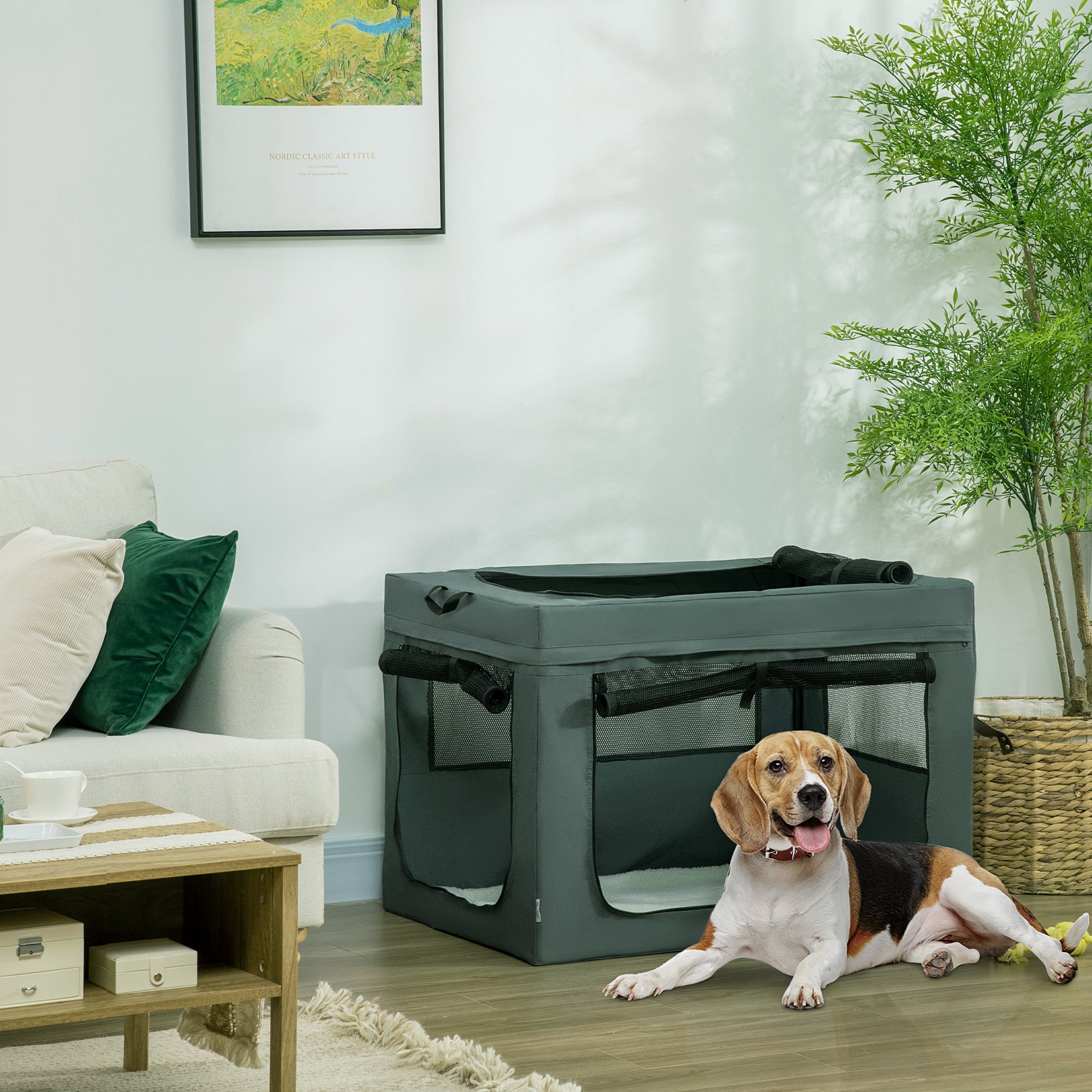 PawHut Pet Carrier Bag, with Cushion for Medium, Large Dogs - Grey - North Peak Garden Furniture