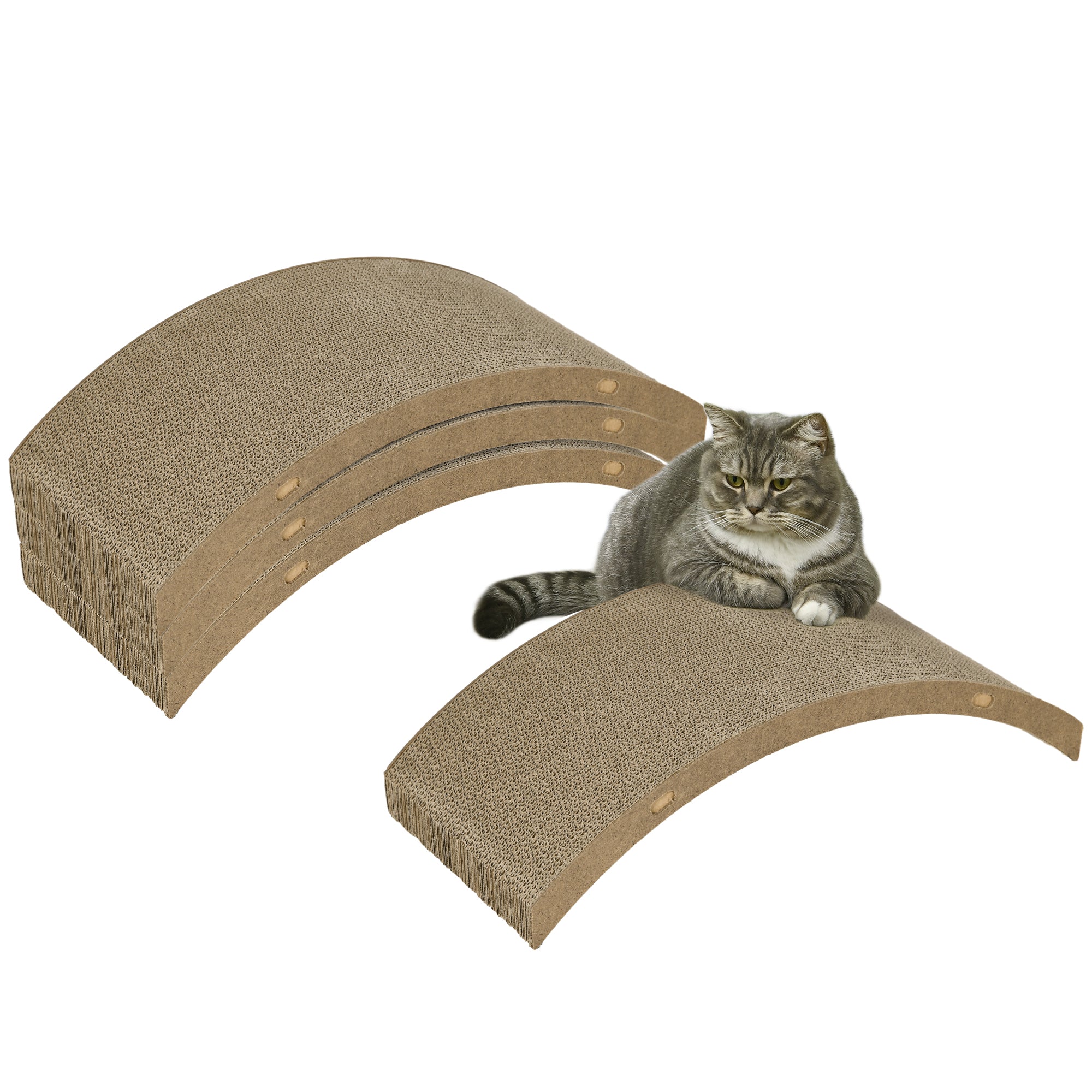 PawHut Four-Piece Cat Scratching Board, Cat Treadmill Replacement, 55 x 26cm - Brown - North Peak Garden Furniture