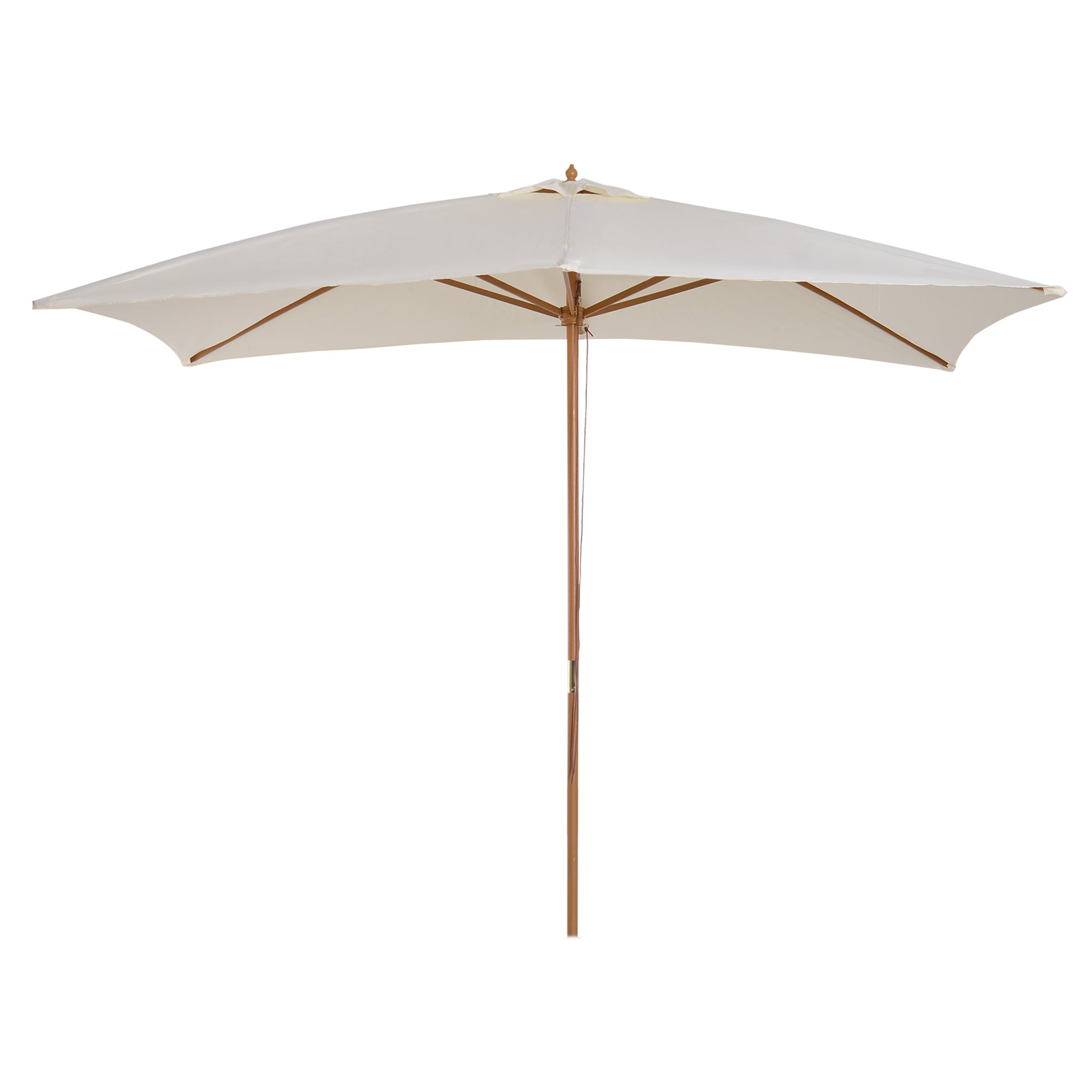 Outsunny 2 x 3m Wooden Garden Parasol Umbrella Outdoor Sun Shade Canopy, Cream White - North Peak Garden Furniture