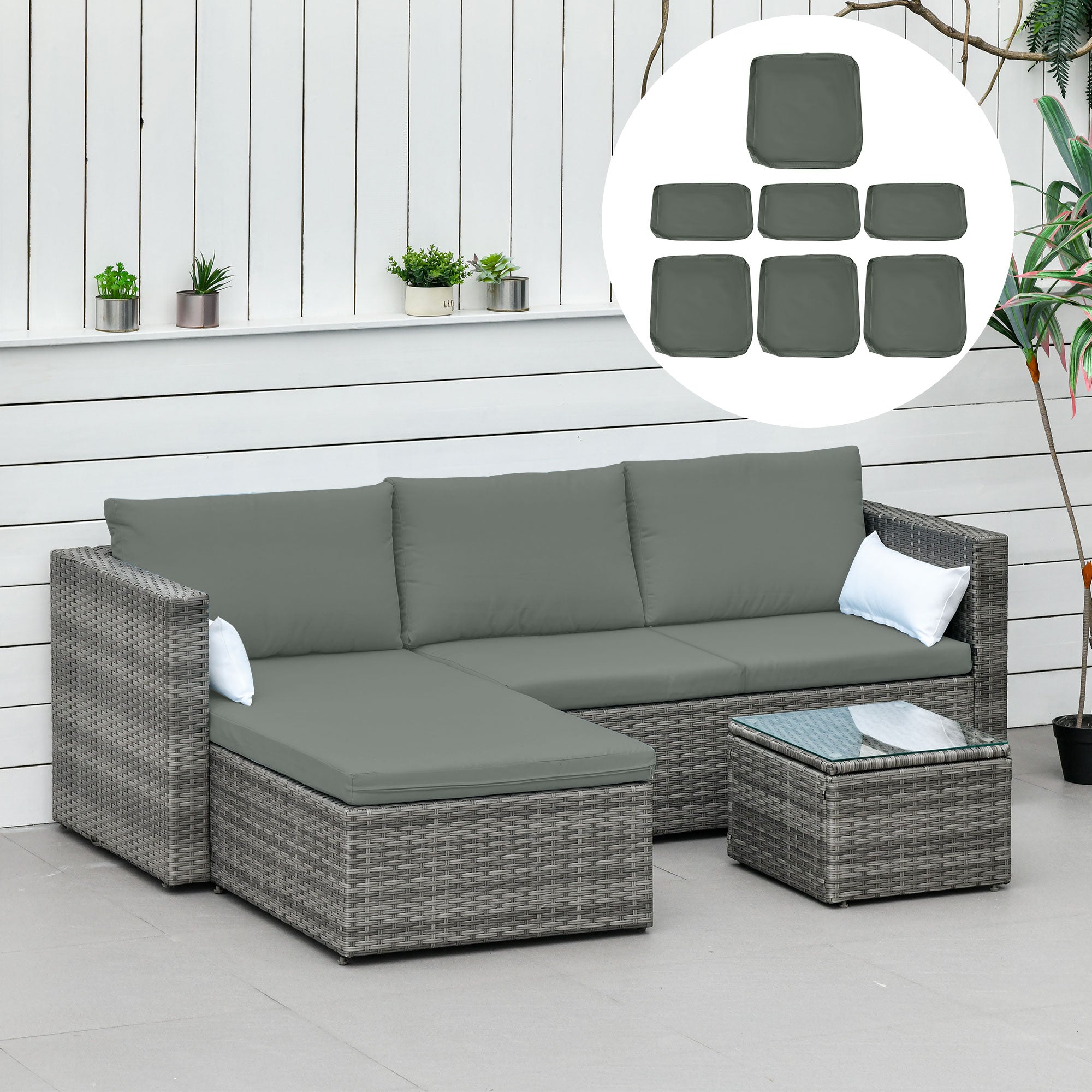 Outsunny Cushion Cover Replacement Garden Rattan Patio Furniture Seat Cover - North Peak Garden Furniture