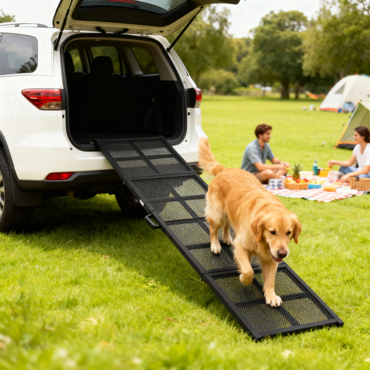 PawHut 191 x 20cm Dog Ramp for Car, Extra Long Pet Stairs with Non-Slip Surface, for Large Dogs, Black