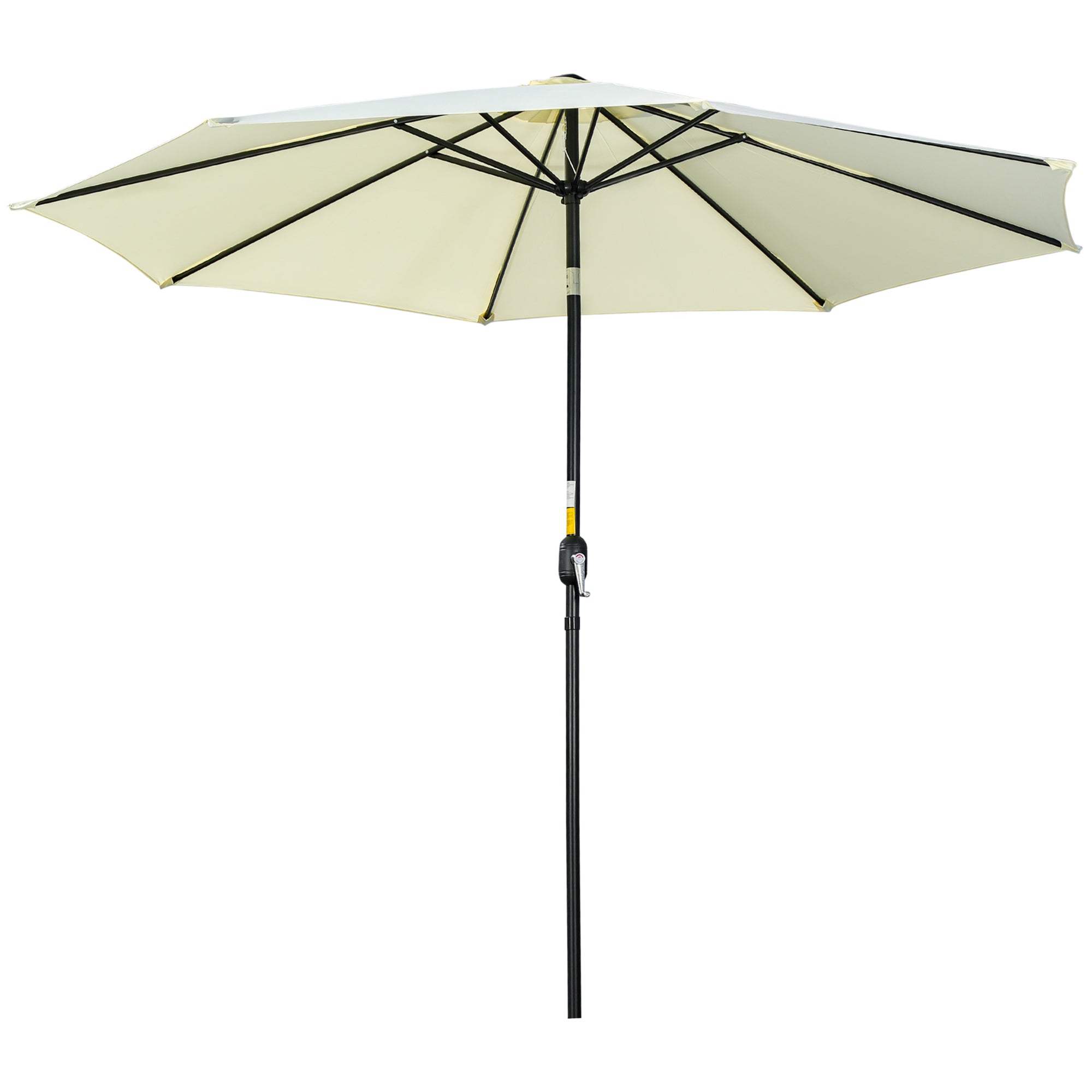 Outsunny 3(m) Tilting Parasol Garden Umbrellas, Outdoor Sun Shade with 8 Ribs, Tilt and Crank Handle for Balcony, Bench, Garden, Beige - North Peak Garden Furniture