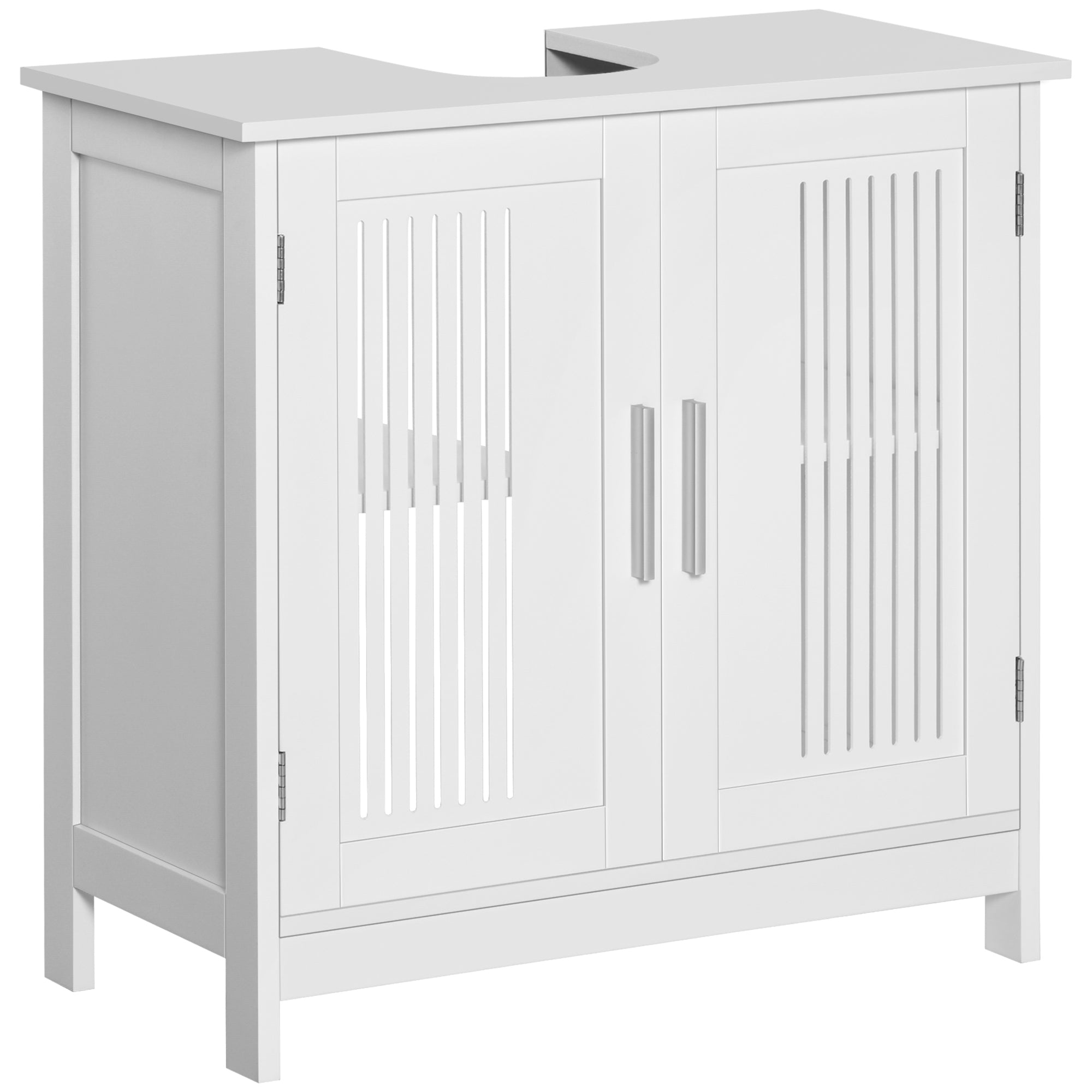 kleankin Modern Under Sink Cabinet with 2 Doors, Bathroom Vanity Unit, Pedestal Under Sink Design, Storage Cupboard with Adjustable Shelves, White - North Peak Garden Furniture