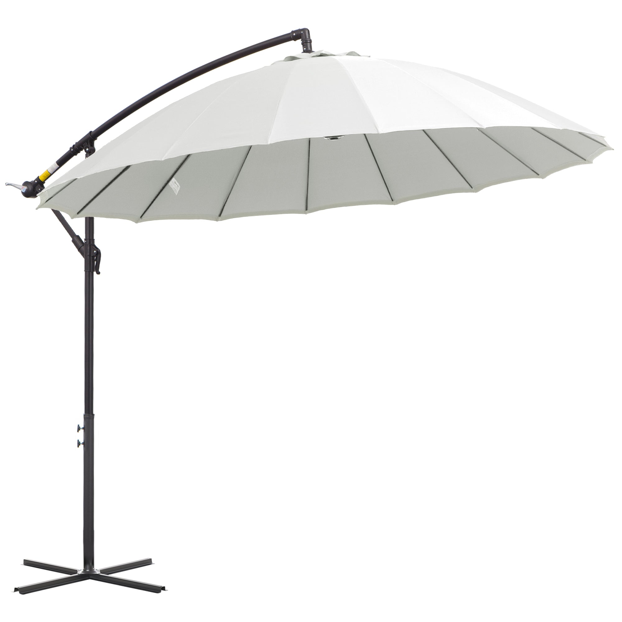Outsunny 3(m) Cantilever Umbrella 18 Ribs & Vents Adjustable Angle for Patio Cream White - North Peak Garden Furniture