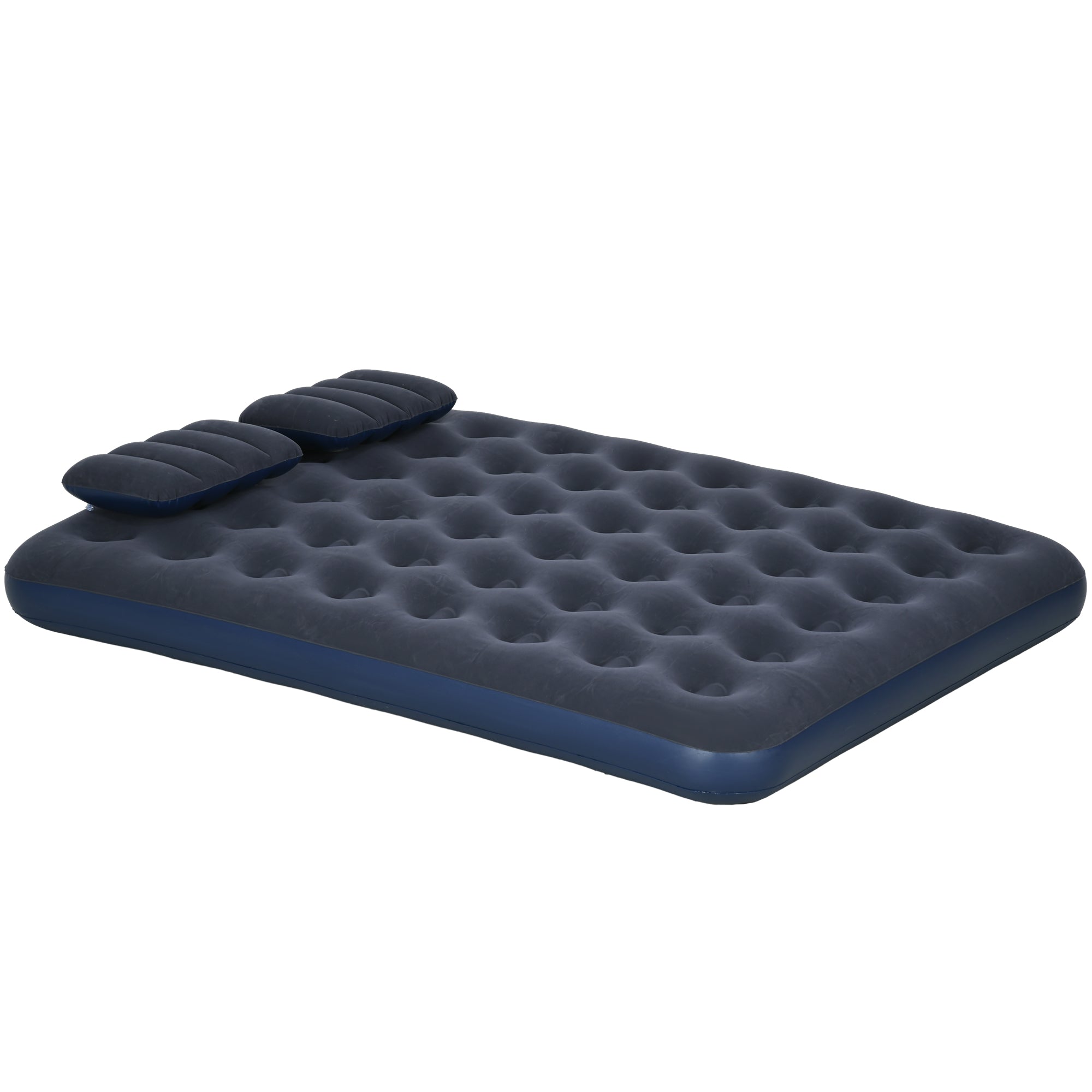 Outsunny Inflatable Double Air Bed, with Hand Pump - Blue - North Peak Garden Furniture