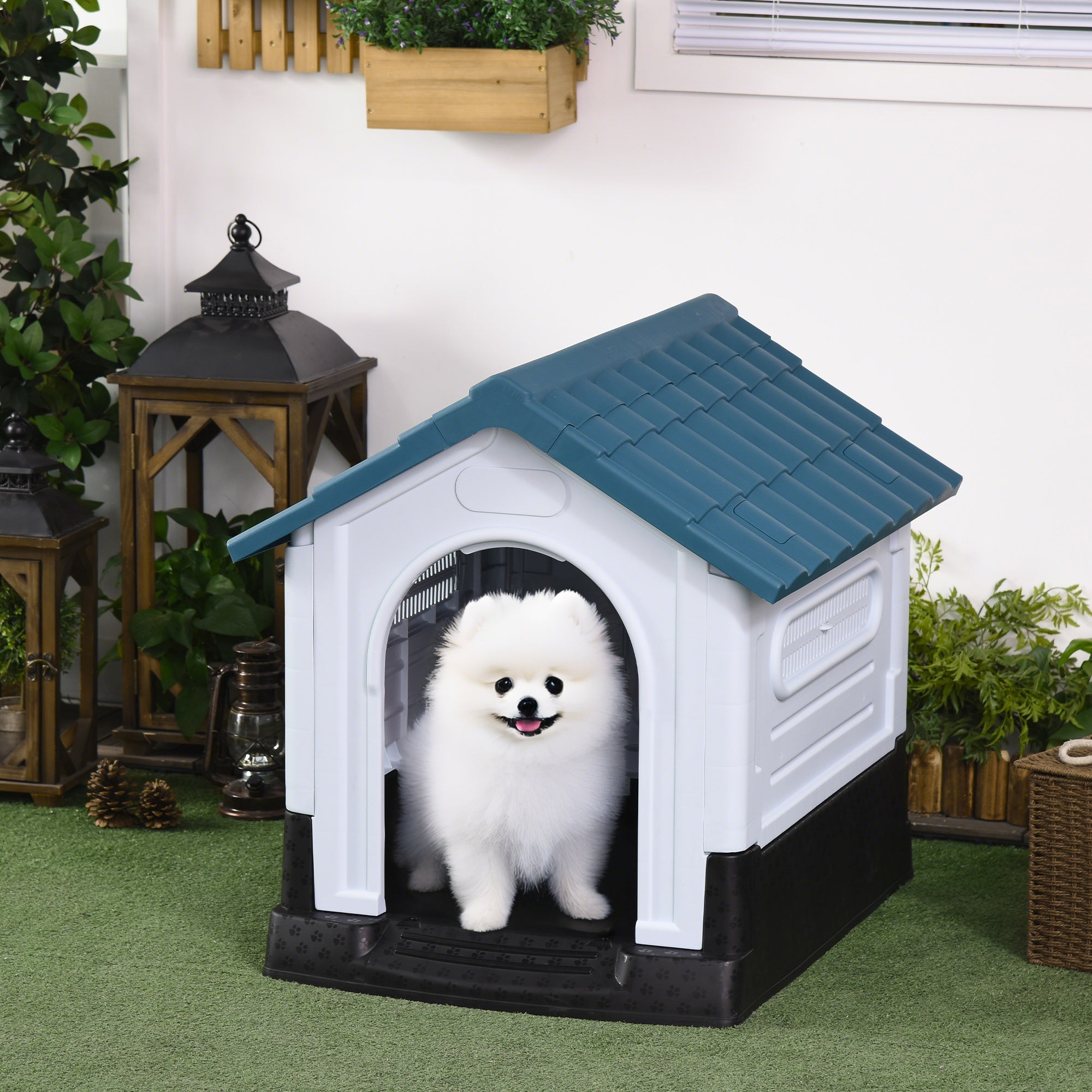 PawHut Outside Dog Kennel House, for Miniature Dogs, 64.5 x 57 x 66cm - North Peak Garden Furniture