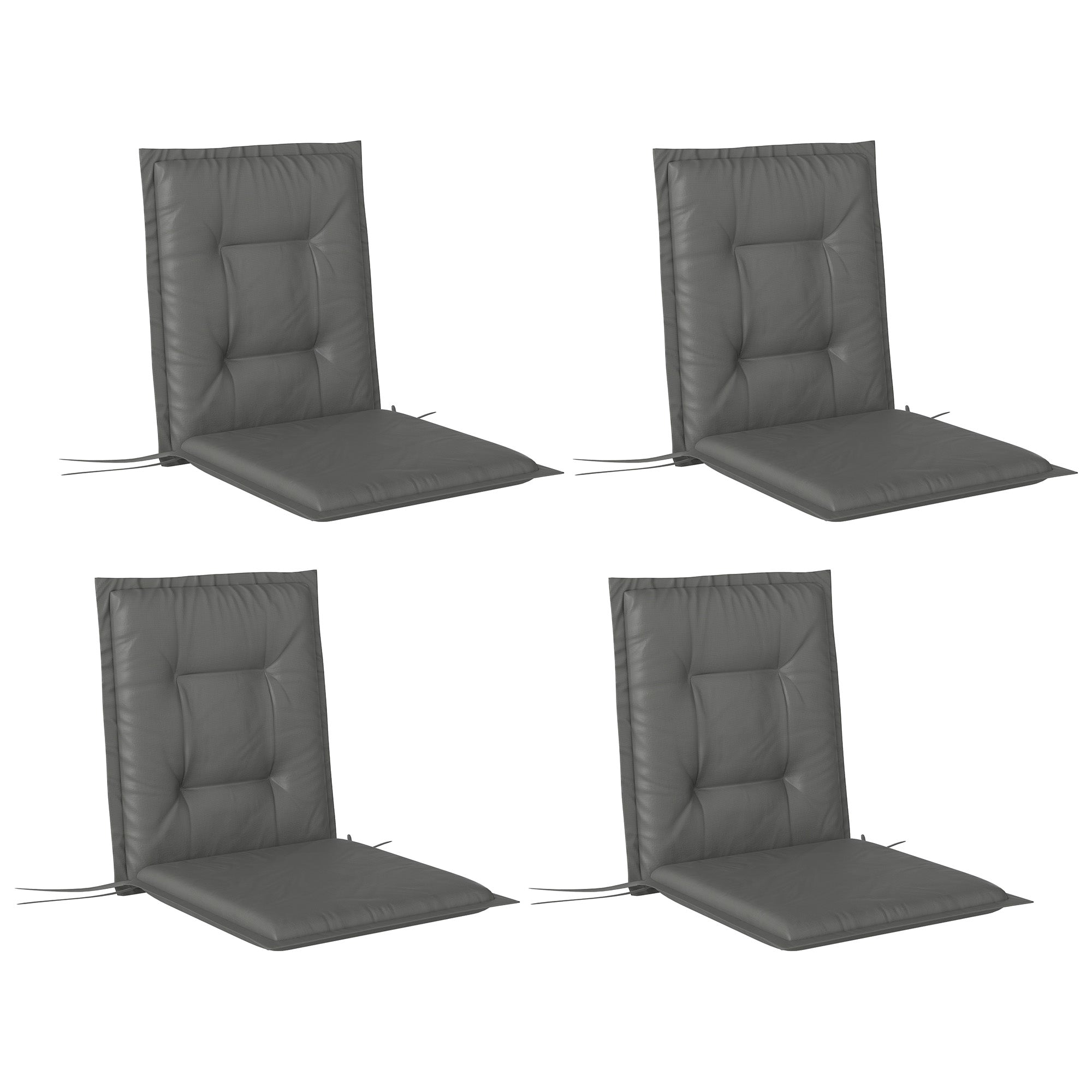 Outsunny Set of Four Padded Garden Seat Cushions - Light Grey - North Peak Garden Furniture