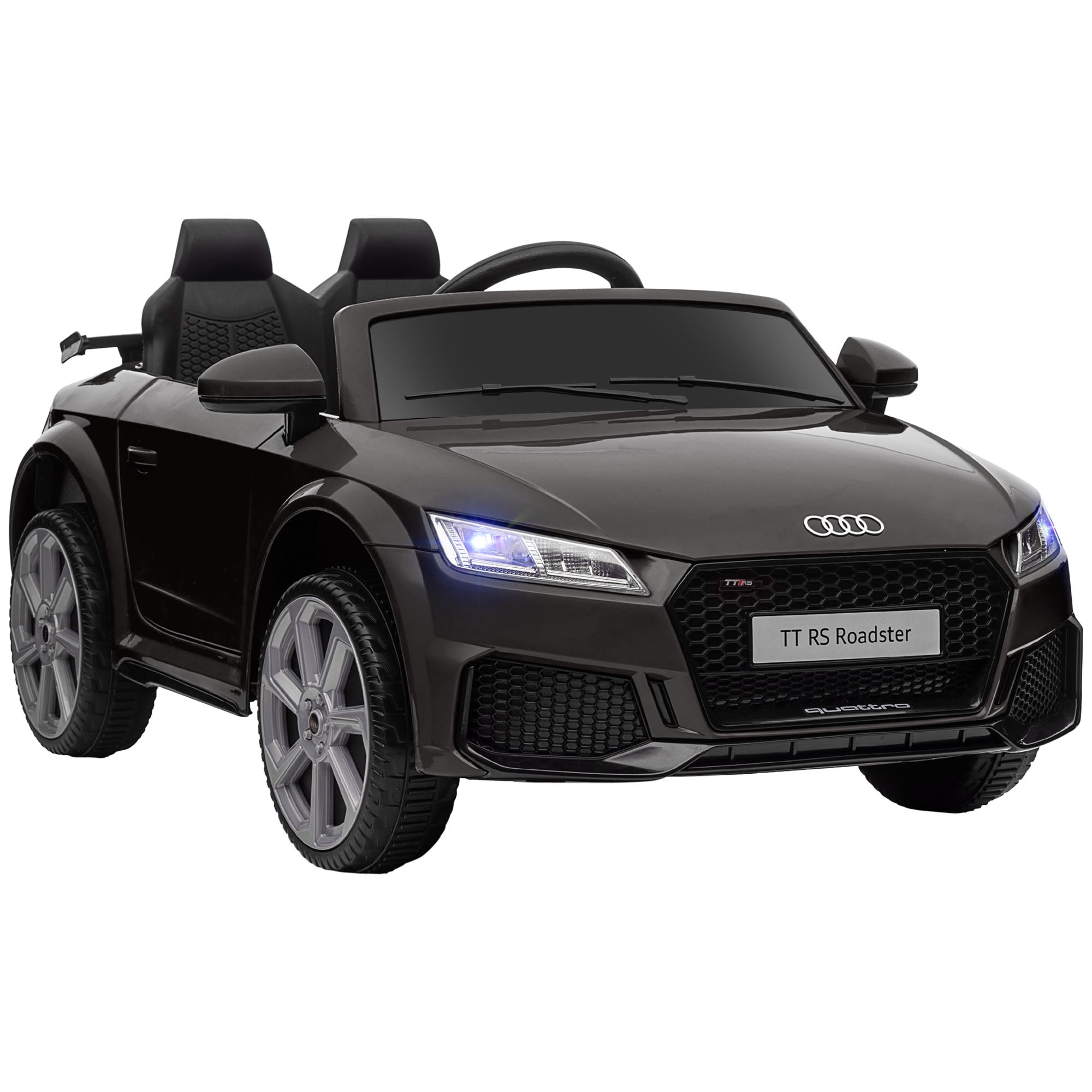 HOMCOM Kids Licensed Audi TT Ride-On Car 12V Battery w/ Remote Suspension Headlights and MP3 Player 2.5-5km/h Black - North Peak Garden Furniture