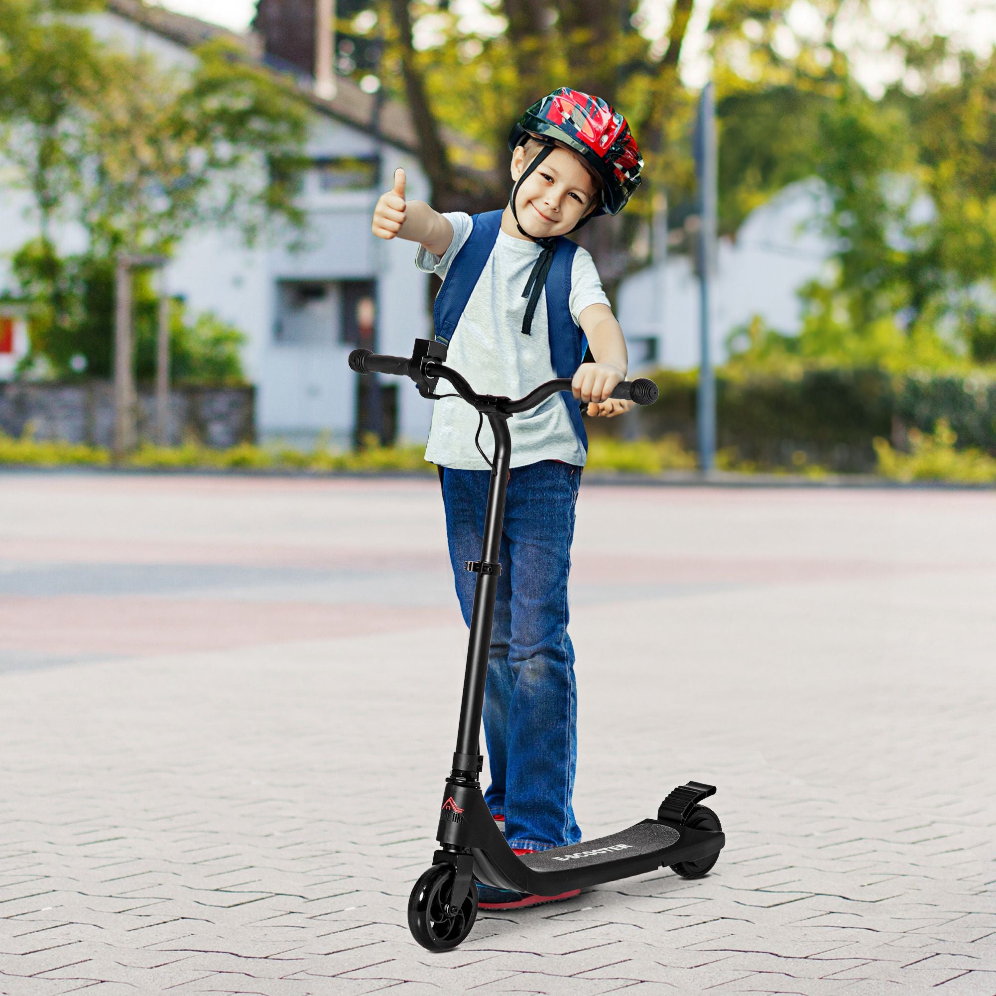 HOMCOM Electric Scooter, 120W Motor E-Scooter with Battery Display, Adjustable Height, Rear Brake for Ages 6+ Years - Black - North Peak Garden Furniture