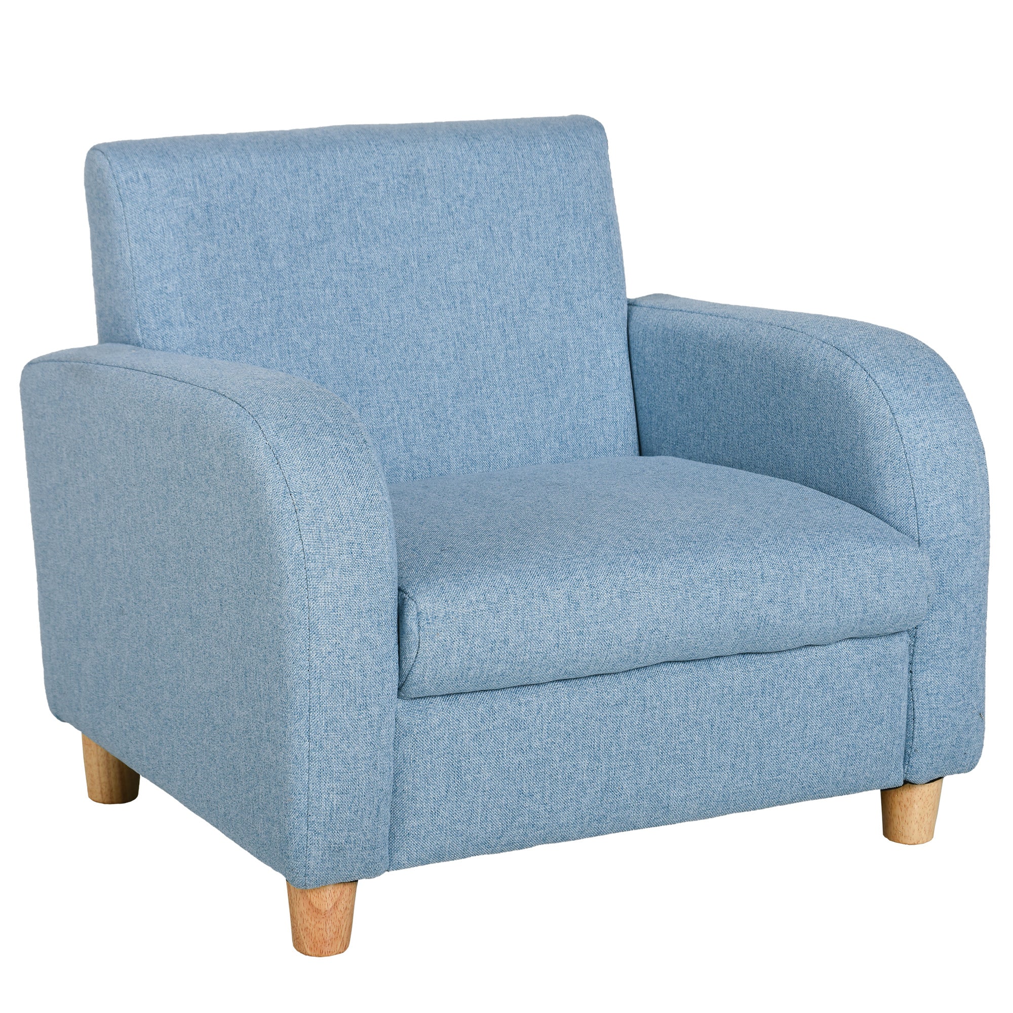 HOMCOM Children's Armchairs Toddler Chair Wood Frame Anti-Slip Legs High Back Bedroom Playroom Furniture Blue - North Peak Garden Furniture