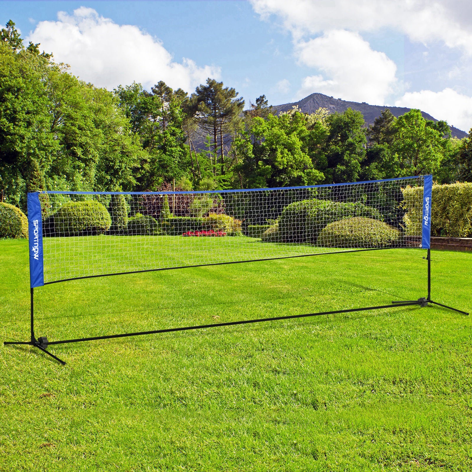 SPORTNOW 4m Badminton Net, Height Adjustable Outdoor Sports Net, with Carry Bag, for Tennis, Pickleball, Volleyball, Blue - North Peak Garden Furniture