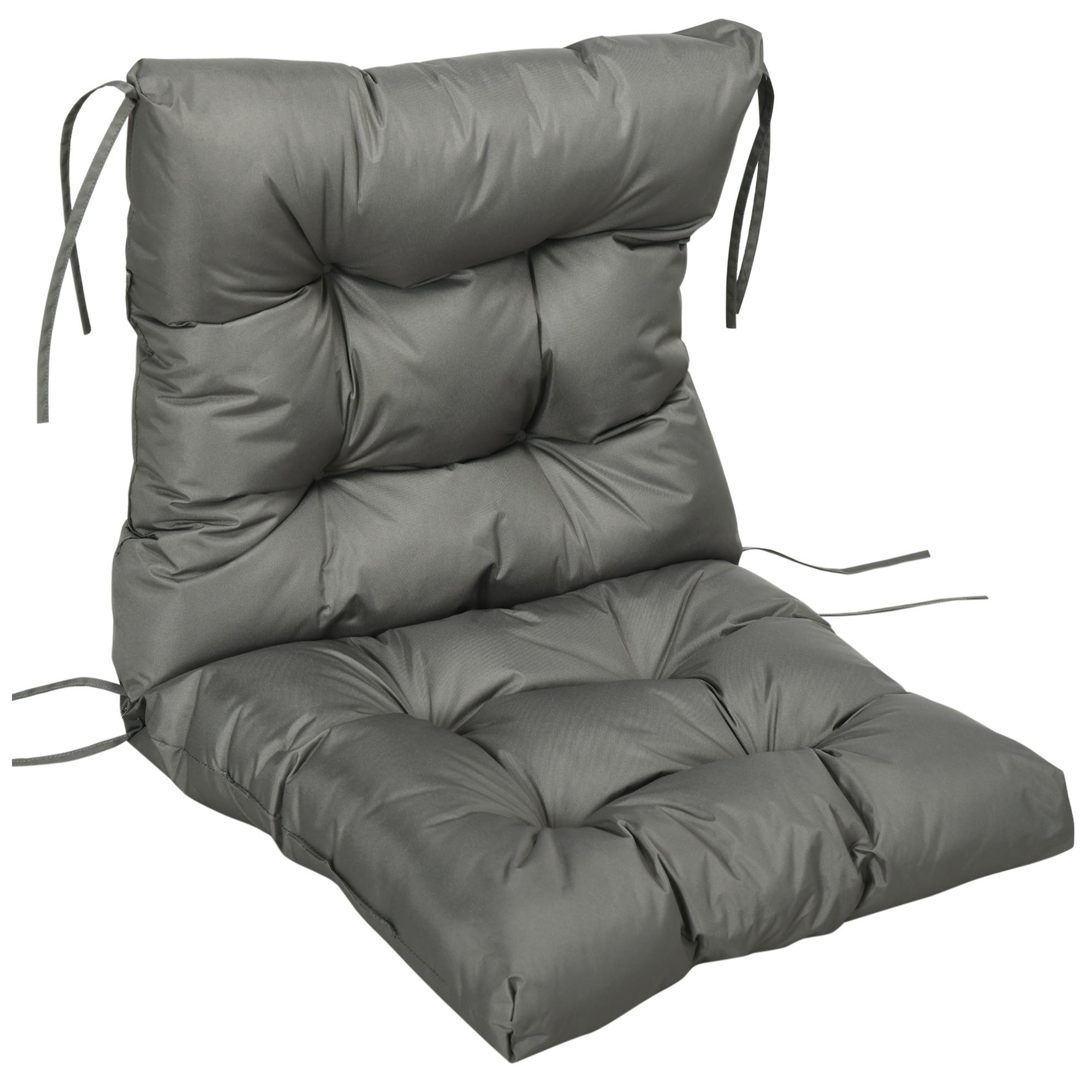 Outsunny Garden Back Chair Cushion, Comfortable Patio Seat Cushion Pad with Backrest for Outdoor & Indoor Use, Light Grey - North Peak Garden Furniture