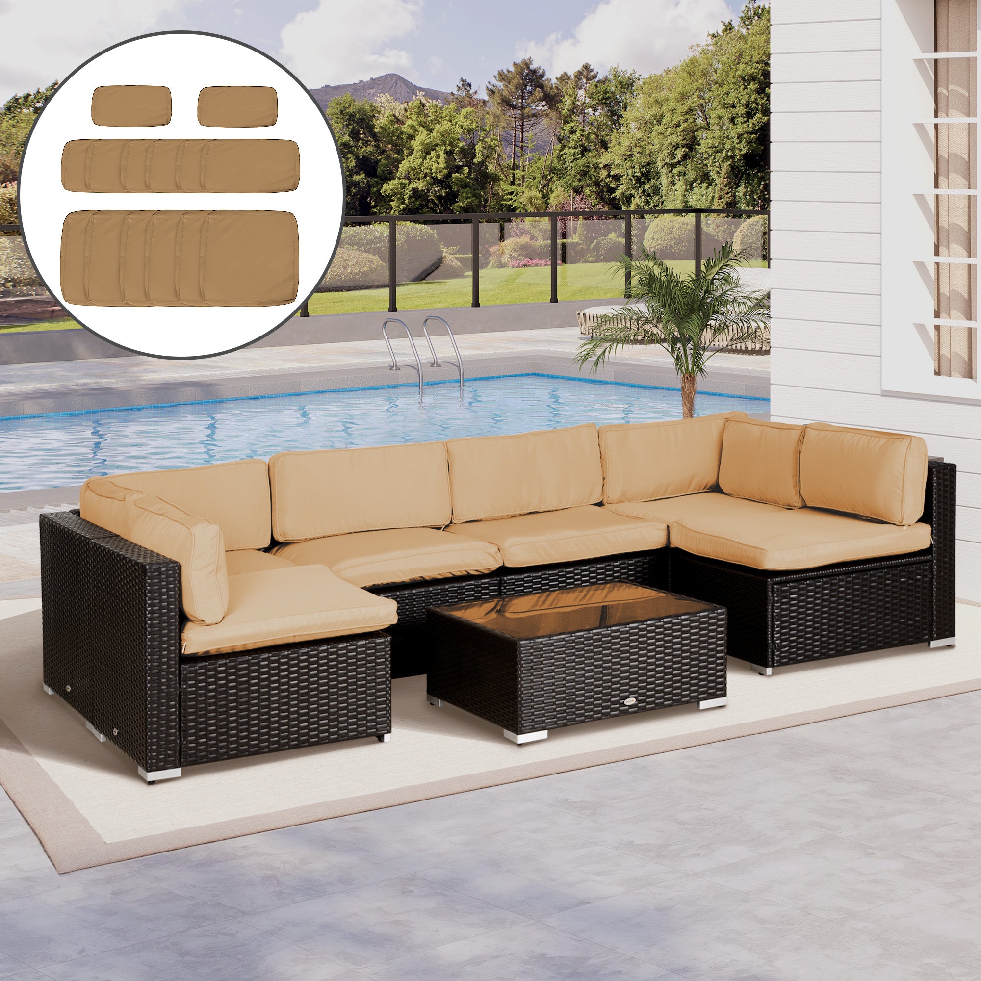 Outsunny 14 Pcs Outdoor Cushion Set - Beige - North Peak Garden Furniture