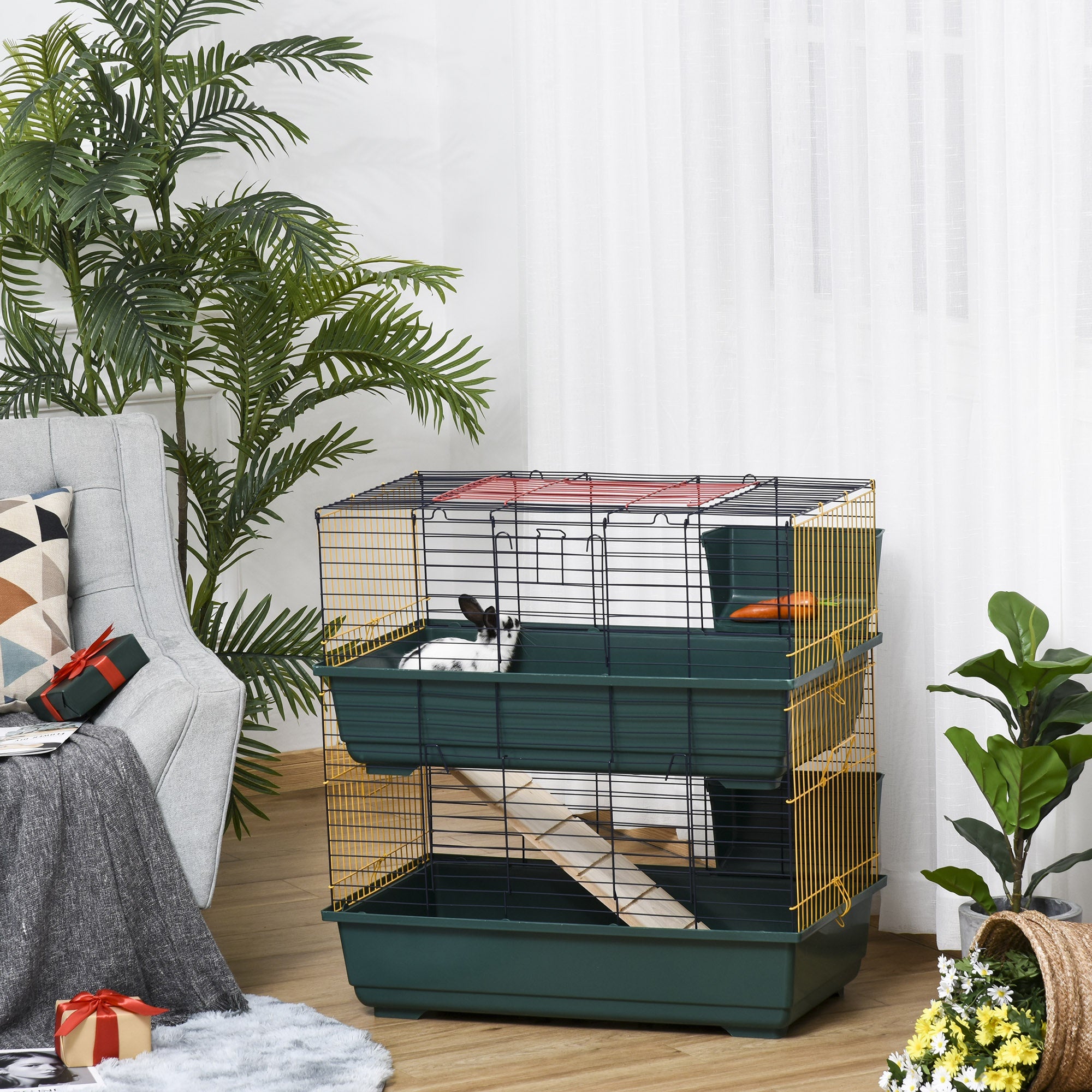 PawHut 2-Story Large Small Animal Cage w/ Accessories for Chinchillas Puppy Guinea Pig - North Peak Garden Furniture