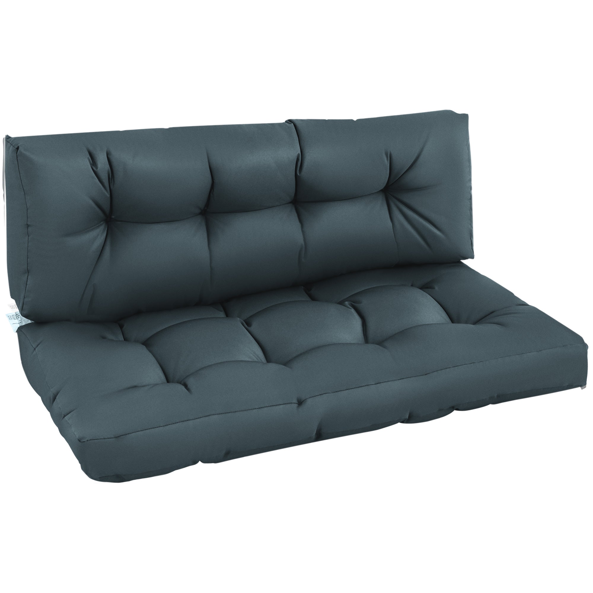 Outsunny 2Pcs Garden Tufted Pallet Cushion Seat Pad Back Cushion Patio for Indoor Outdoor Use, Dark Grey - North Peak Garden Furniture