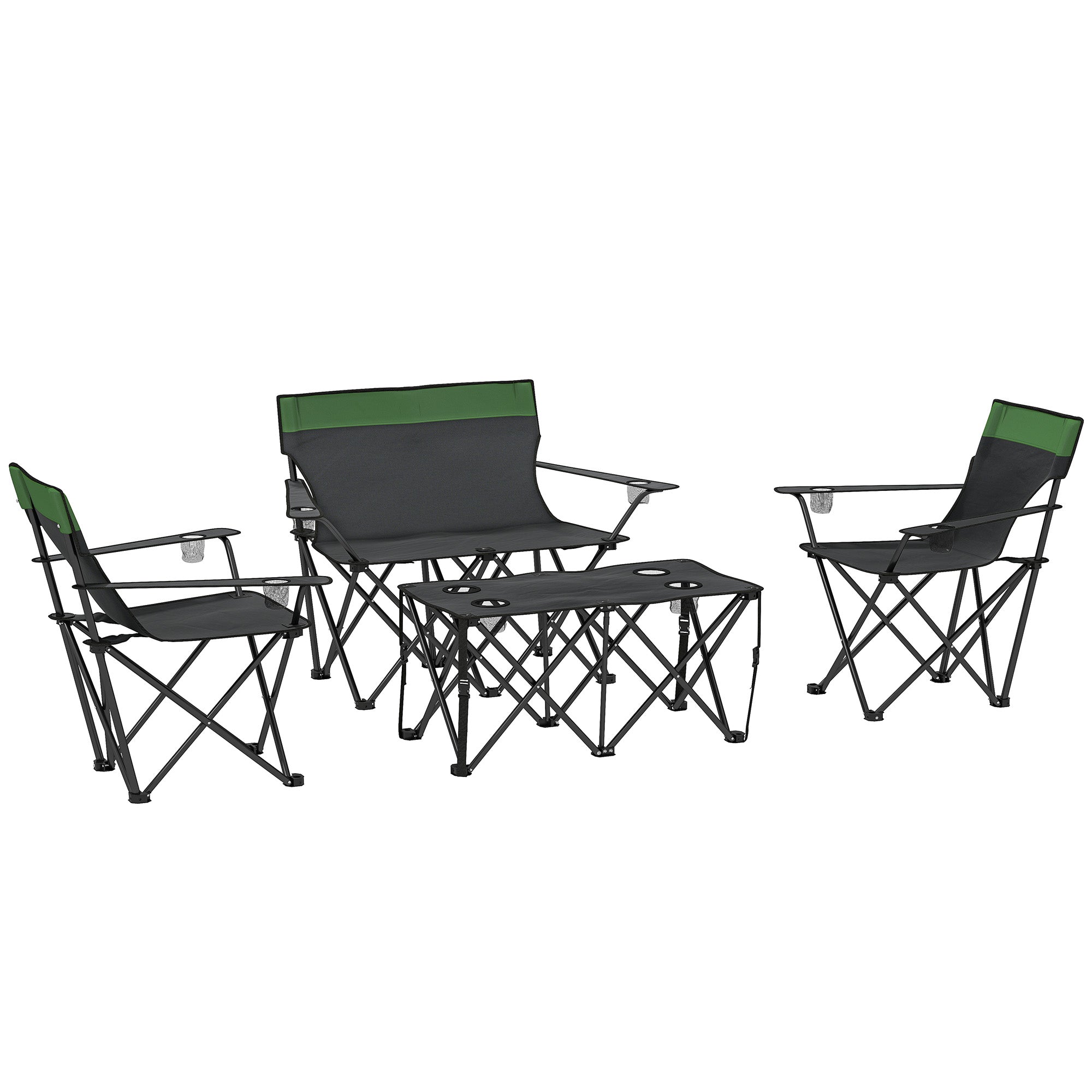 Outsunny Four-Piece Portable Picnic Table Set - Green - North Peak Garden Furniture
