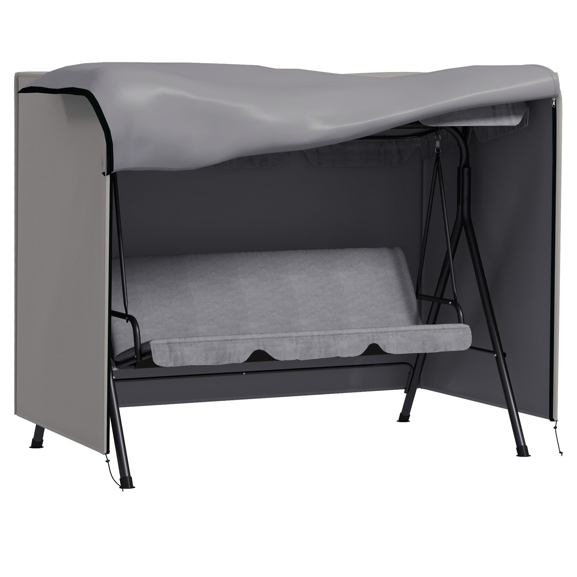 Outsunny 205 x 124cm Three-Seater Swing Chair Protective Cover Grey - North Peak Garden Furniture