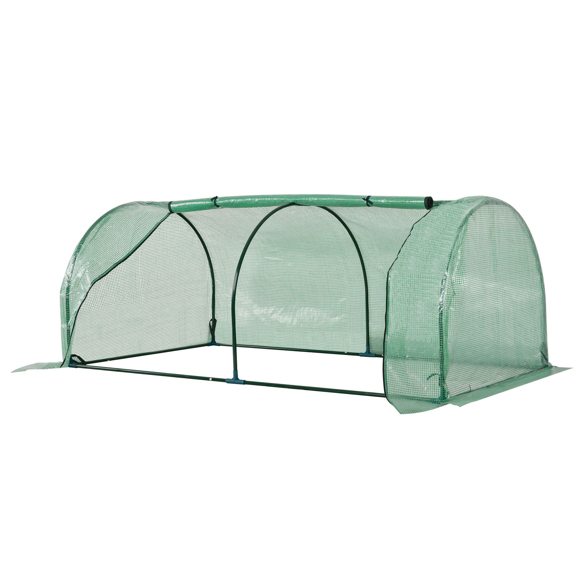 Outsunny Tunnel Greenhouse Green Grow House for Garden Outdoor, Steel Frame, PE Cover, Green, 200 x 100 x 80cm - North Peak Garden Furniture
